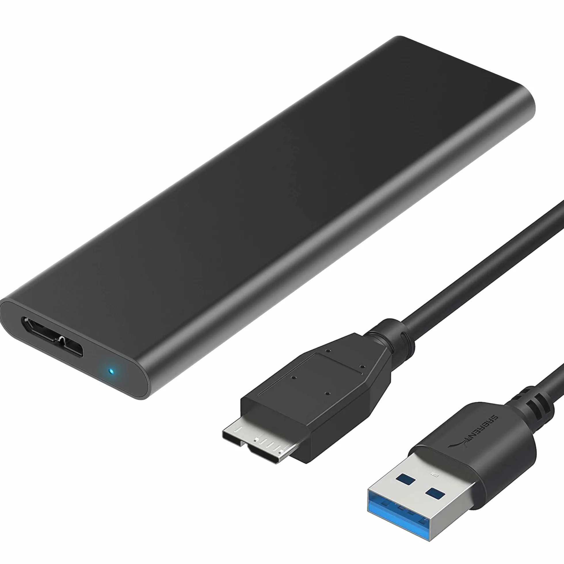 SABRENT Obudowa M.2 SSD na adapter USB 3.2, szybki transfer danych, zewnętrzny konwerter dysku twardego M.2 NGFF, aluminium premium, obsługuje klucz B+M (tylko dla M.2-SATA-SSD) (EC-M2MC)