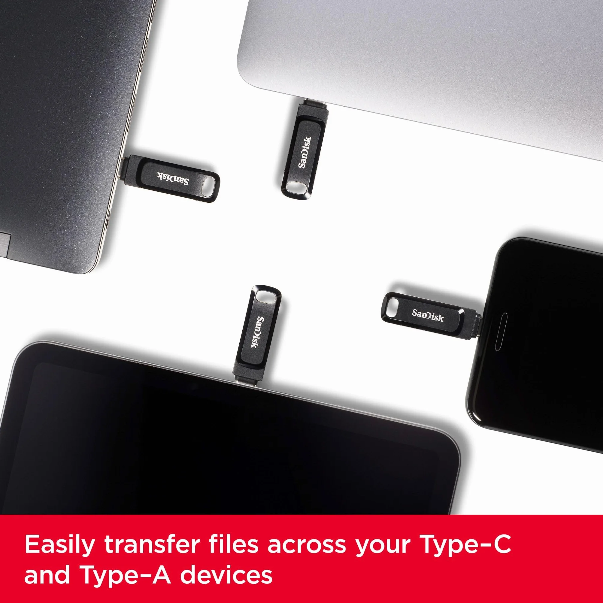 SanDisk 128GB Ultra Dual Drive Go USB Type-C Pamięć USB z odwracalnymi złączami USB typu C i USB typu A, do smartfonów, tabletów, komputerów Mac i PC
