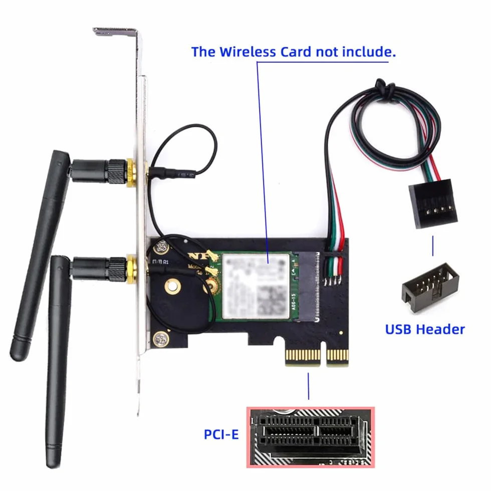 Bezprzewodowa karta NGFF A/E-Key WiFi do PCI-E Express 1x adapter do Wi-Fi Wifi6 Wifi7 Bluetooth