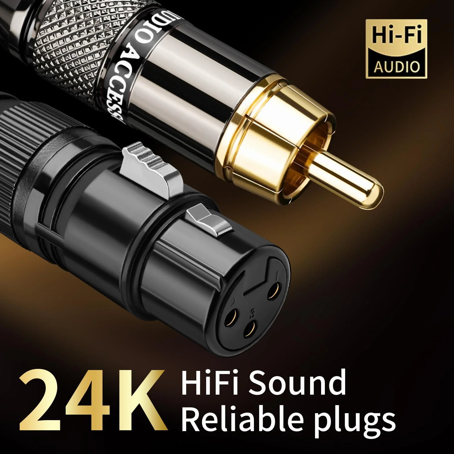 Audiophile 1,5 m podwójny RCA męski na podwójny XLR żeński - kabel audio HiFi, rdzeń 4N OFC, pozłacana wtyczka, nylonowy oplot, kabel subwoofera, kompatybilny ze wzmacniaczami, mikserami