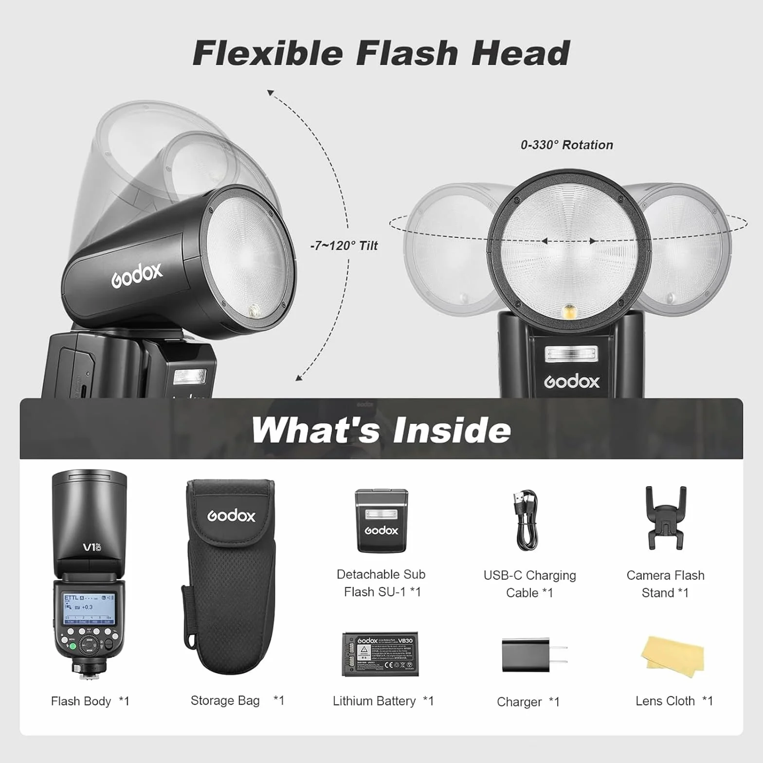 Godox V1PRO-C V1Pro C okrągła głowica lampa błyskowa lampa błyskowa TTL Speedlite 2.4G Wireless TTL Speedlight Strobe, 76 W HSS 1/8000s z baterią litowo-jonową do kamer Canon