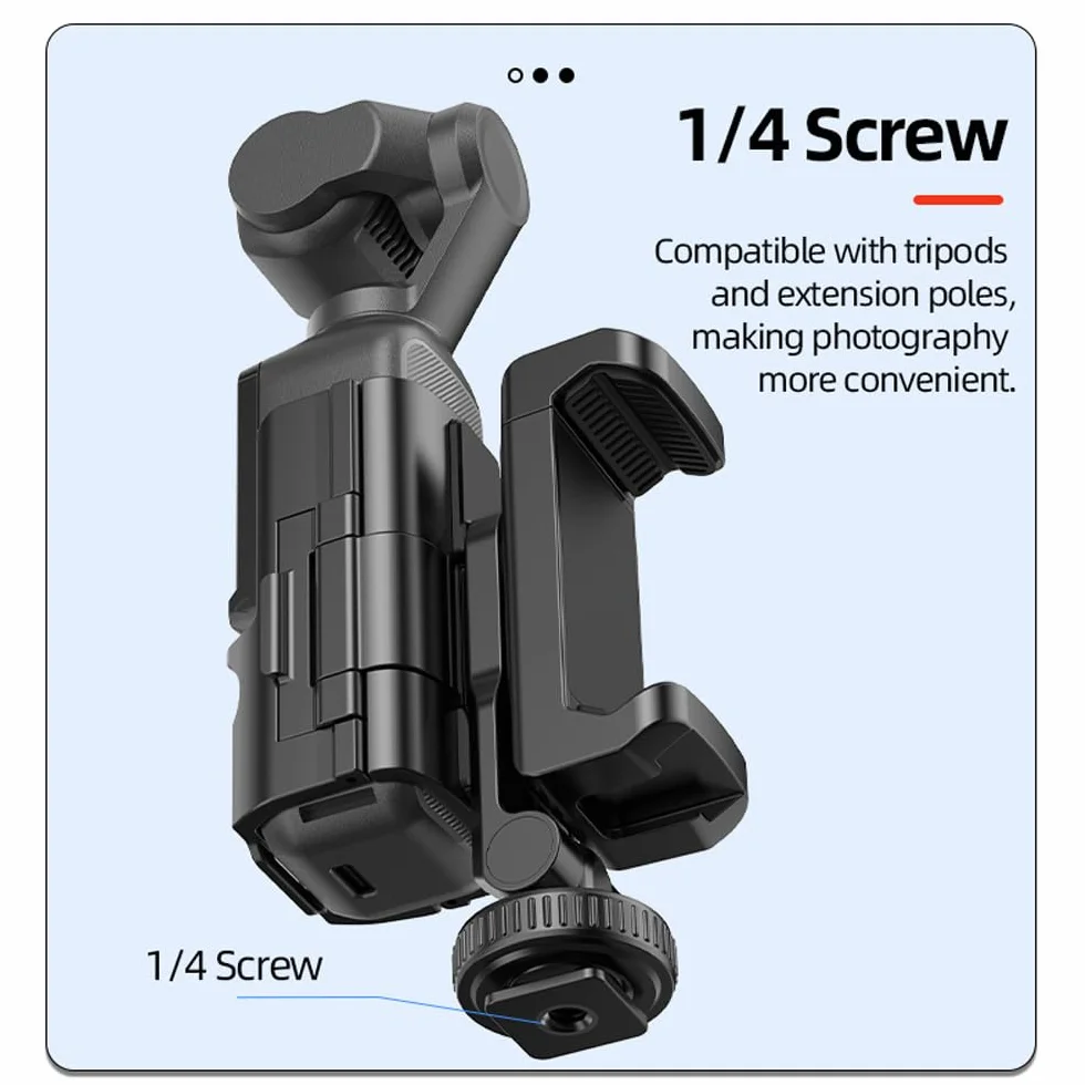 Stojak na telefon DJI Osmo Pocket 3, uchwyt na teleprompter do montażu na telefonie komórkowym, ramka ochronna z otworem gwintowanym 1/10.2 cm, używany ze statywem i drążkiem przedłużającym