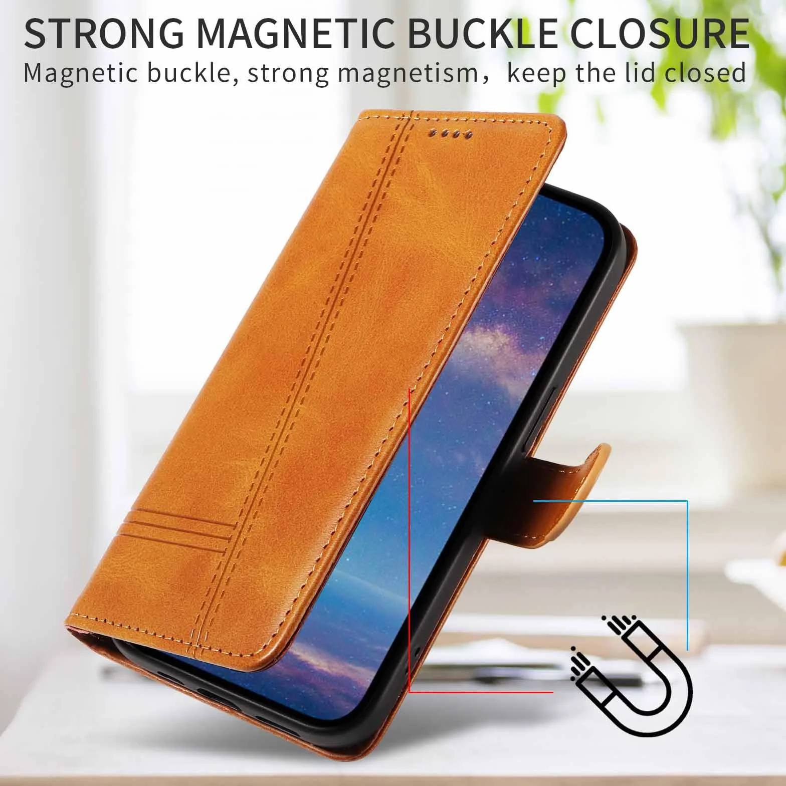 Etui z klapką do Samsung Galaxy S25 Ultra/S25 Plus/S25, skórzane etui portfelowe na telefon z stojakiem na karty, etui foliowe, odporne na wstrząsy, z tworzywa TPU wewnątrz, żółte, S25plus