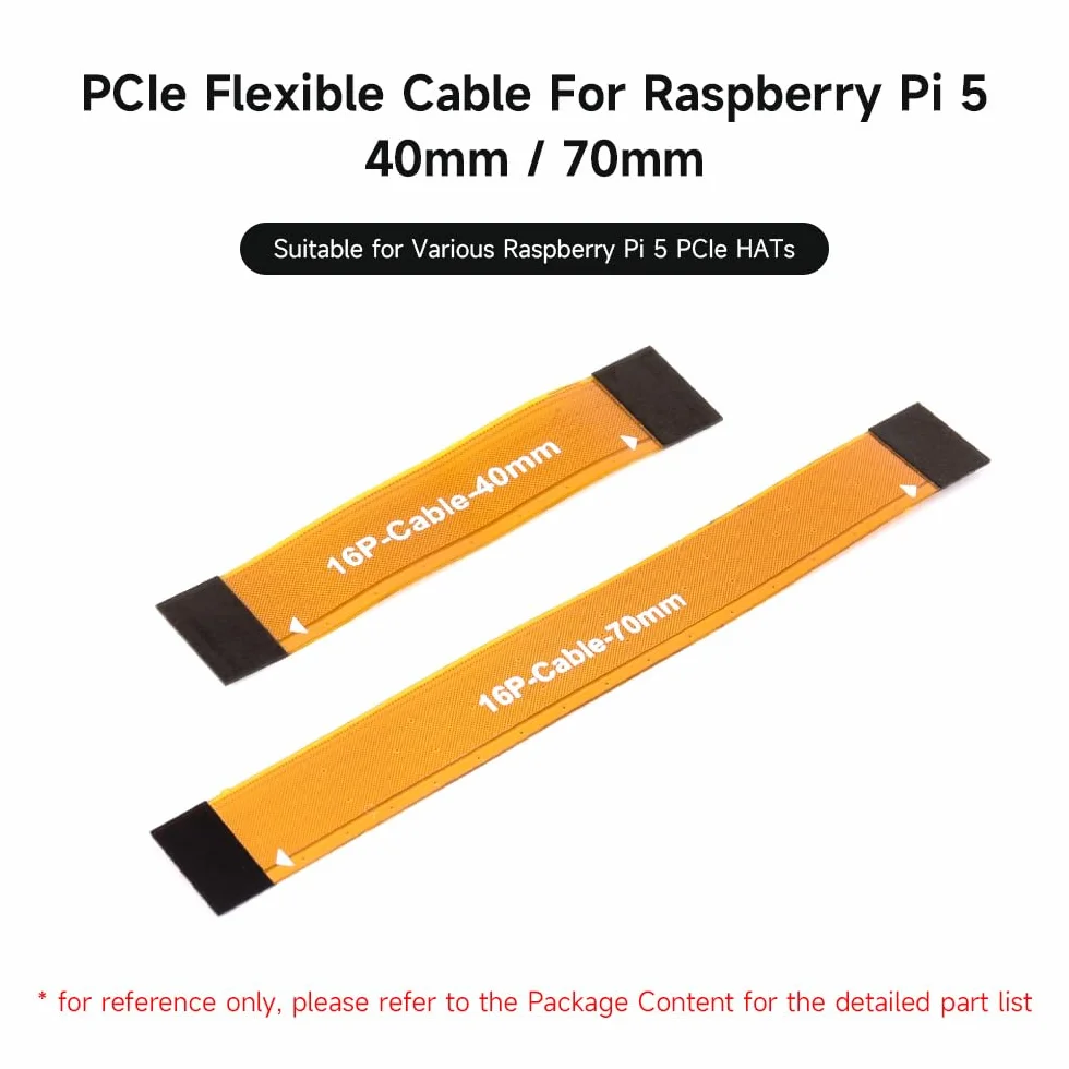 Waveshare PCIe Flexible Cable 70mm(2PCS) For Raspberry Pi 5, Suitable for Various Raspberry Pi 5 PCIe HATs