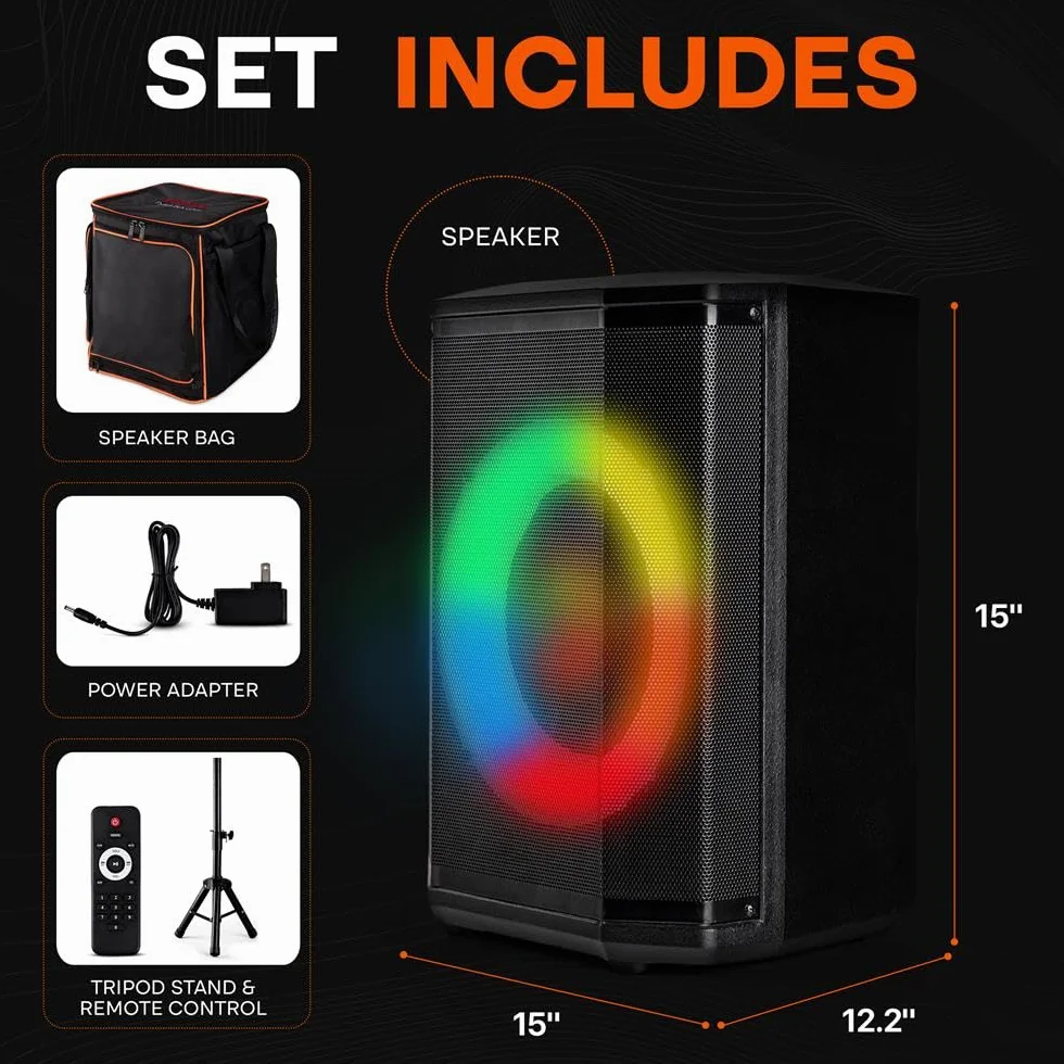 Pyle Audio Bluetooth Party Speaker - Big Speaker with True Wireless Stereo System - Enjoy Powerful Bass and Clear Treble - Party Bluetooth Speaker with Carry Bag and Tripod