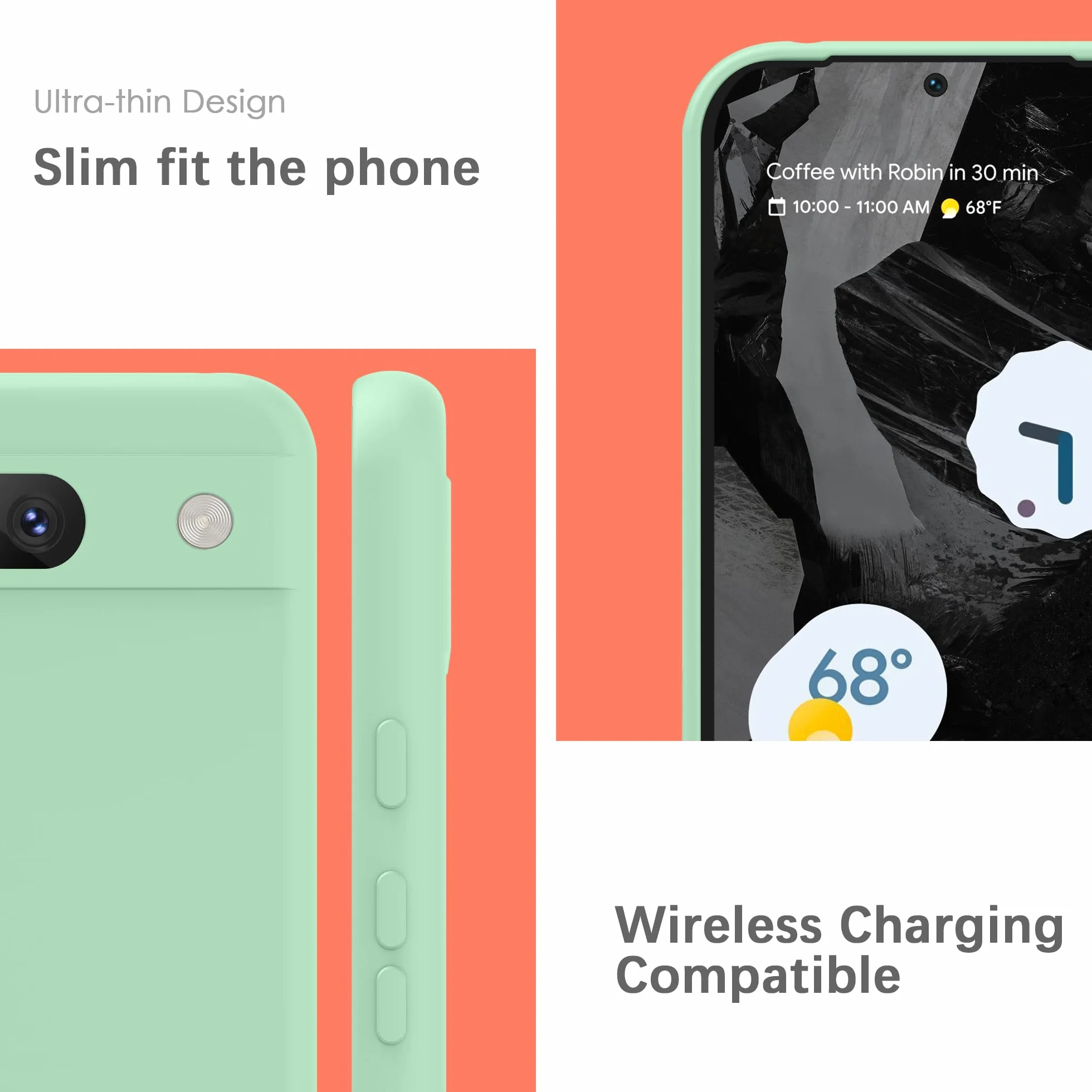 YATWIN Etui do Google Pixel 8A, Miękkie Silikonowe Pokrowce, Ultracienki Design, Ochrona 360°, Jasny Cyjan