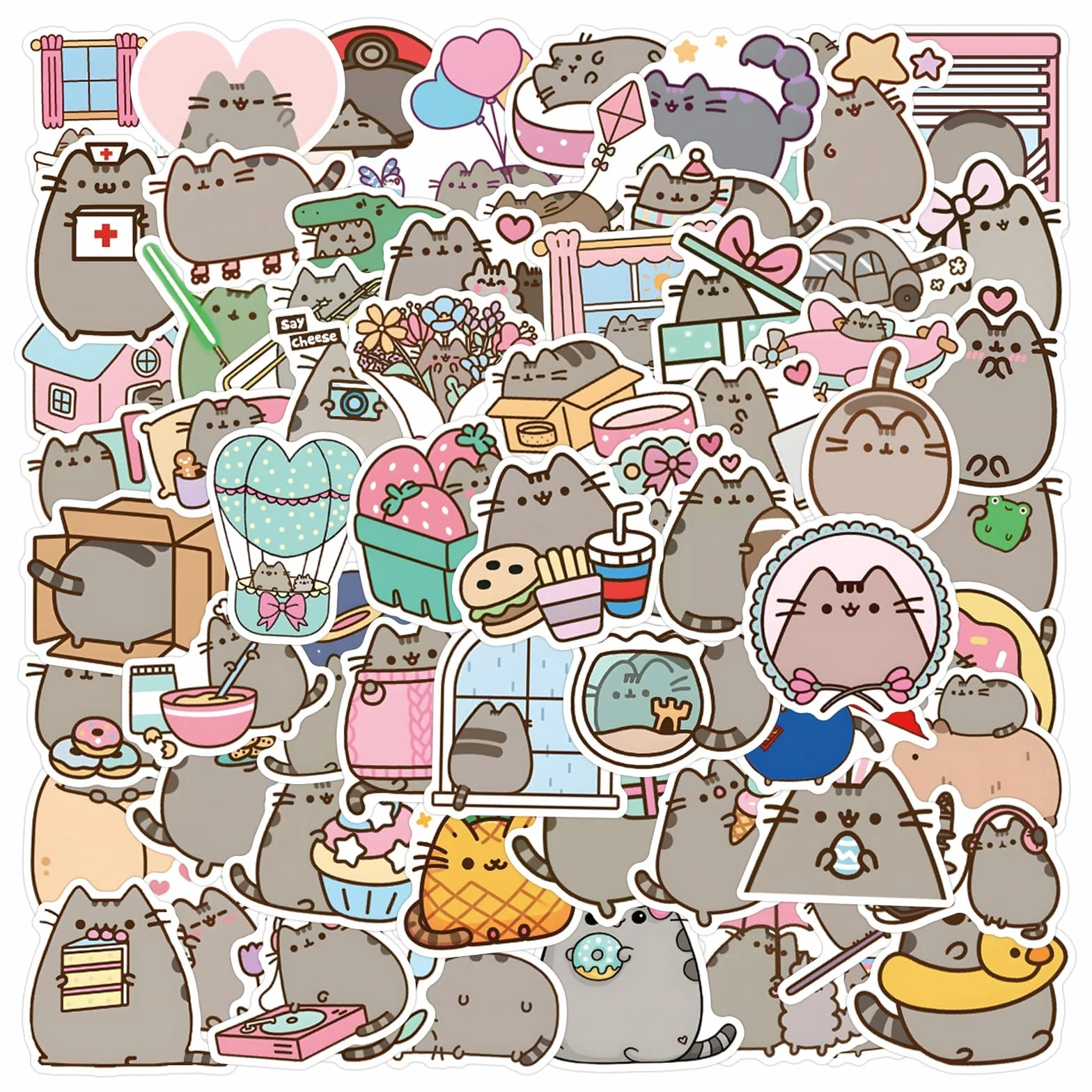 Fat Kitten naklejki winylowe wodoodporne 100 sztuk motyw kota na laptopa scrapbooking