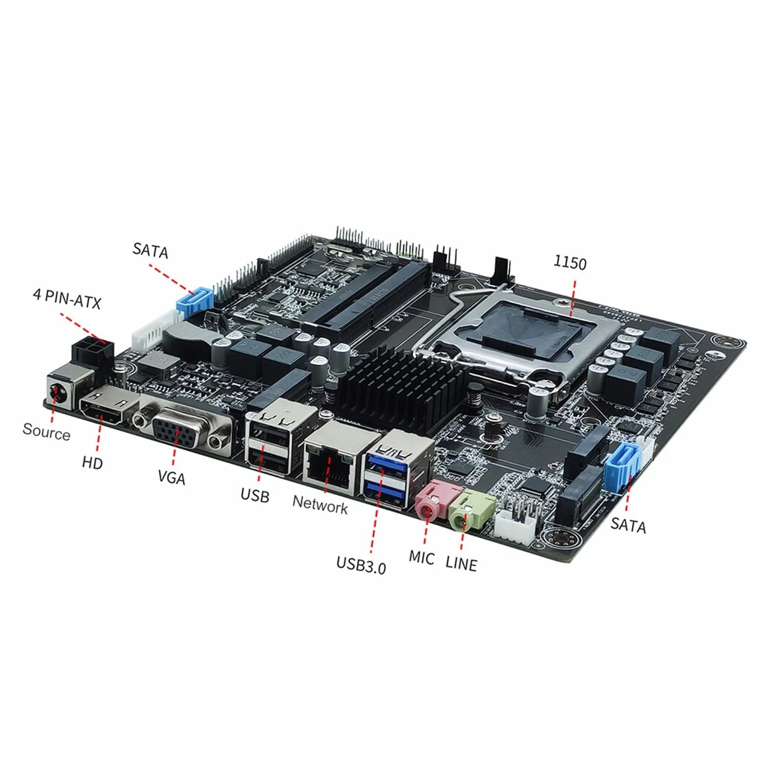 VBESTLIFE H81 płyta główna, LGA 1150 DDR3 ITX Gamingowa płyta główna do I3 I5 I7 do CPU 4. 5. generacji, M.2 VGA, HDMI, 2 porty audio, do komputerów DIY
