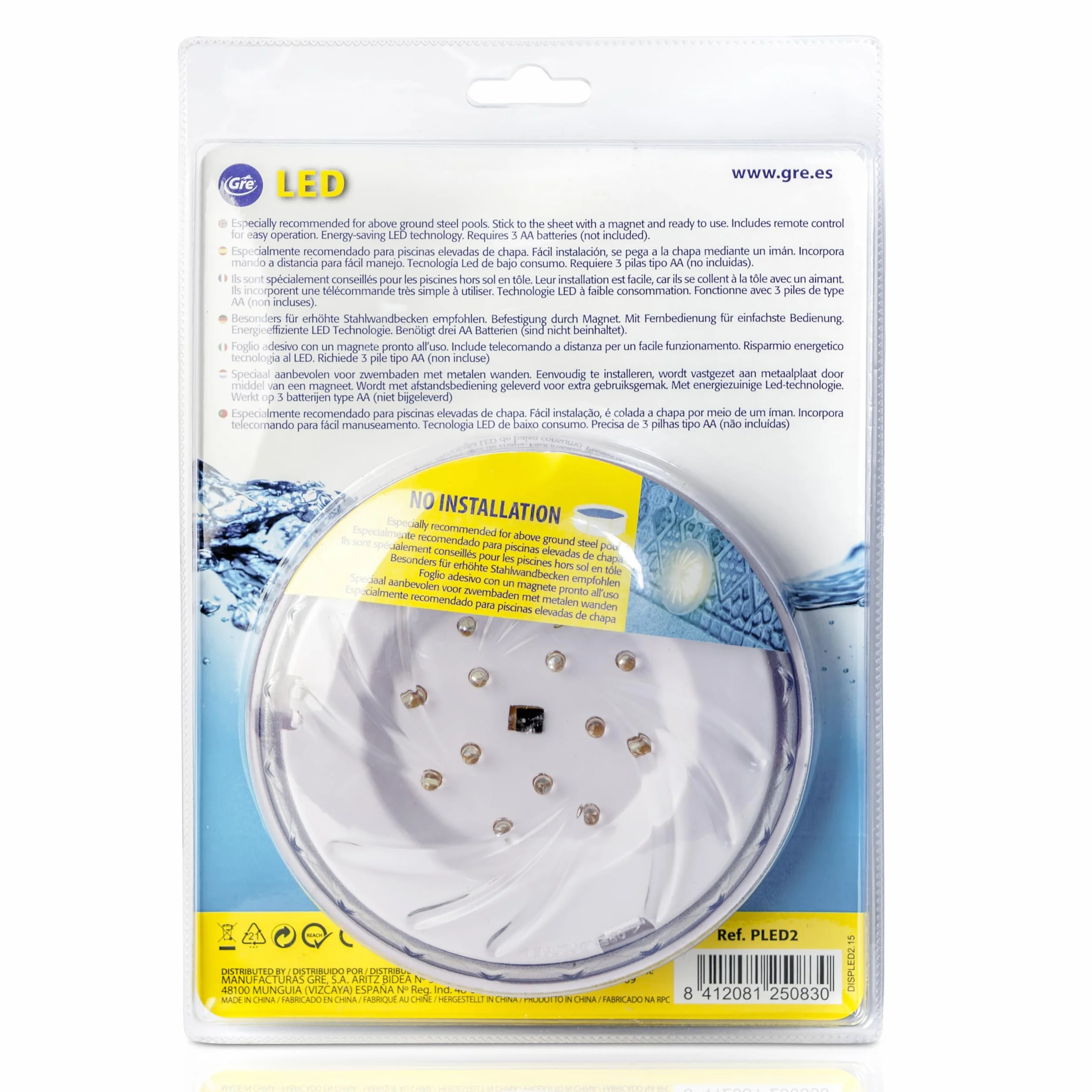 Manufacturas Gré PLED2 - Zestaw 2 lamp LED do basenów naziemnych, kolor biały