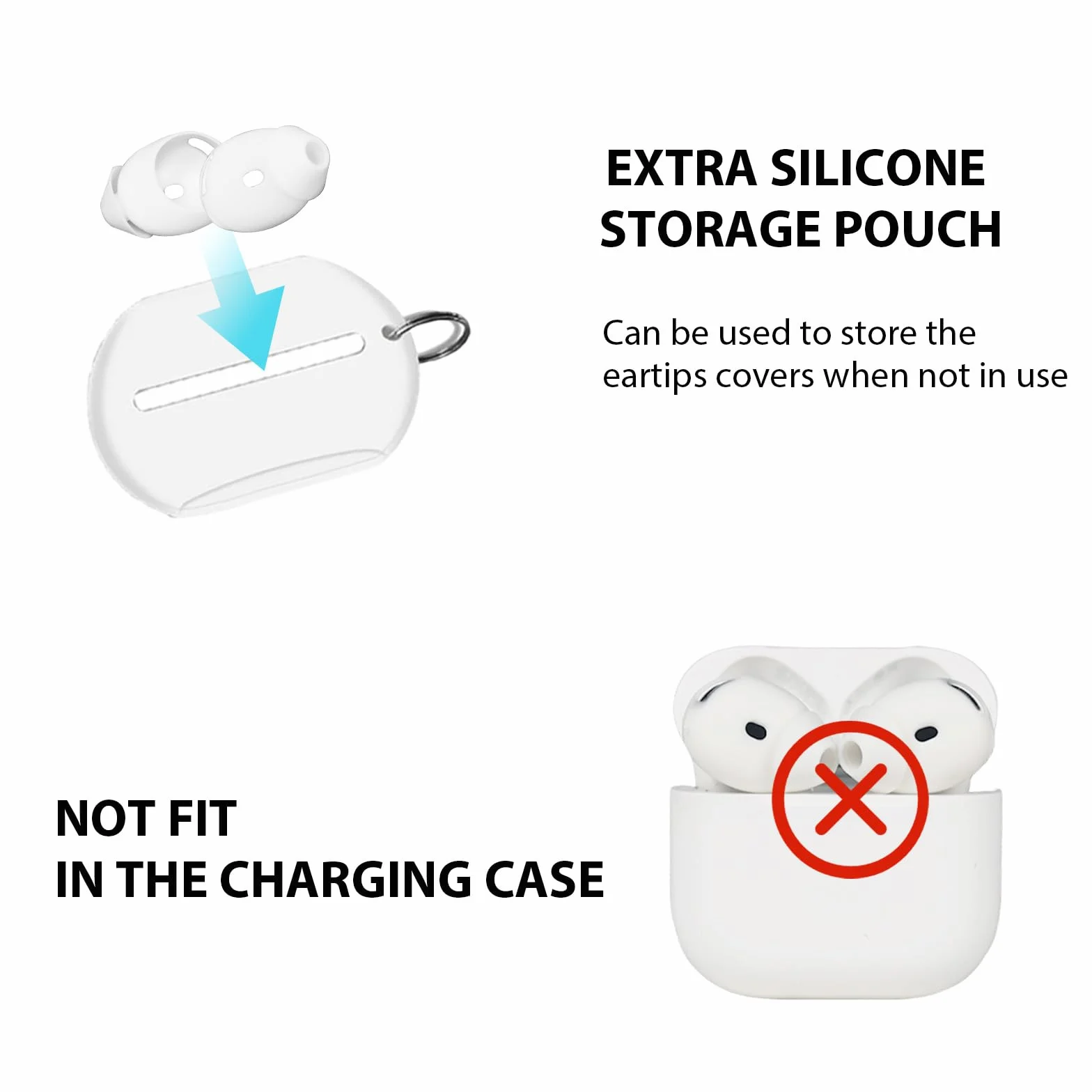 Adhiper 3 pary zamiennych silikonowych zatyczek do słuchawek AirPods 4 [nie pasują do etui ładującego], ultra cienkie, antypoślizgowe wzornictwo z torbą do przechowywania (białe)