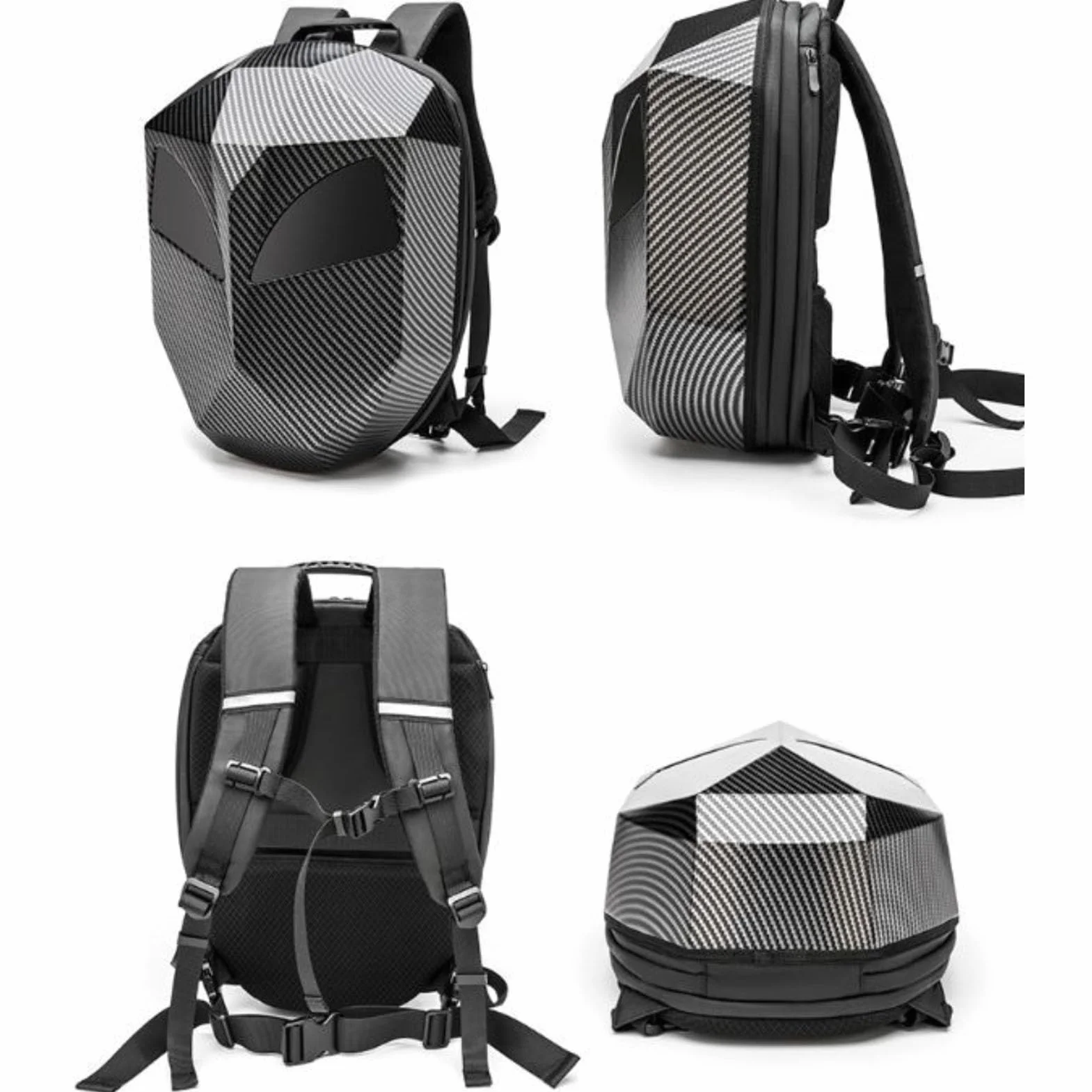 Plecak LED z Programowalnym Ekranem, Twarda Obudowa Torba na Laptopa Zasilana Przez USB, do Podróży Motocyklem