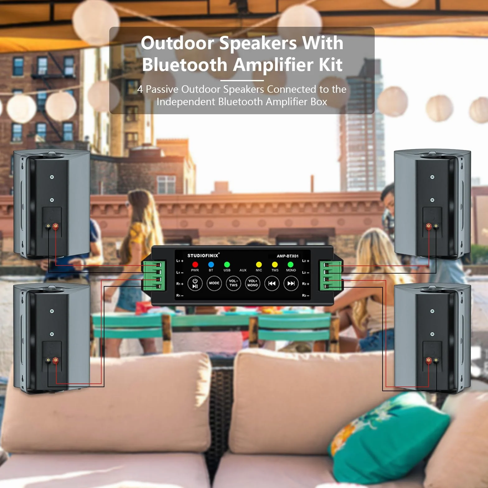 STUDIOFINIX Głośniki zewnętrzne 6,5 cala 800 W kompatybilne z Bluetooth