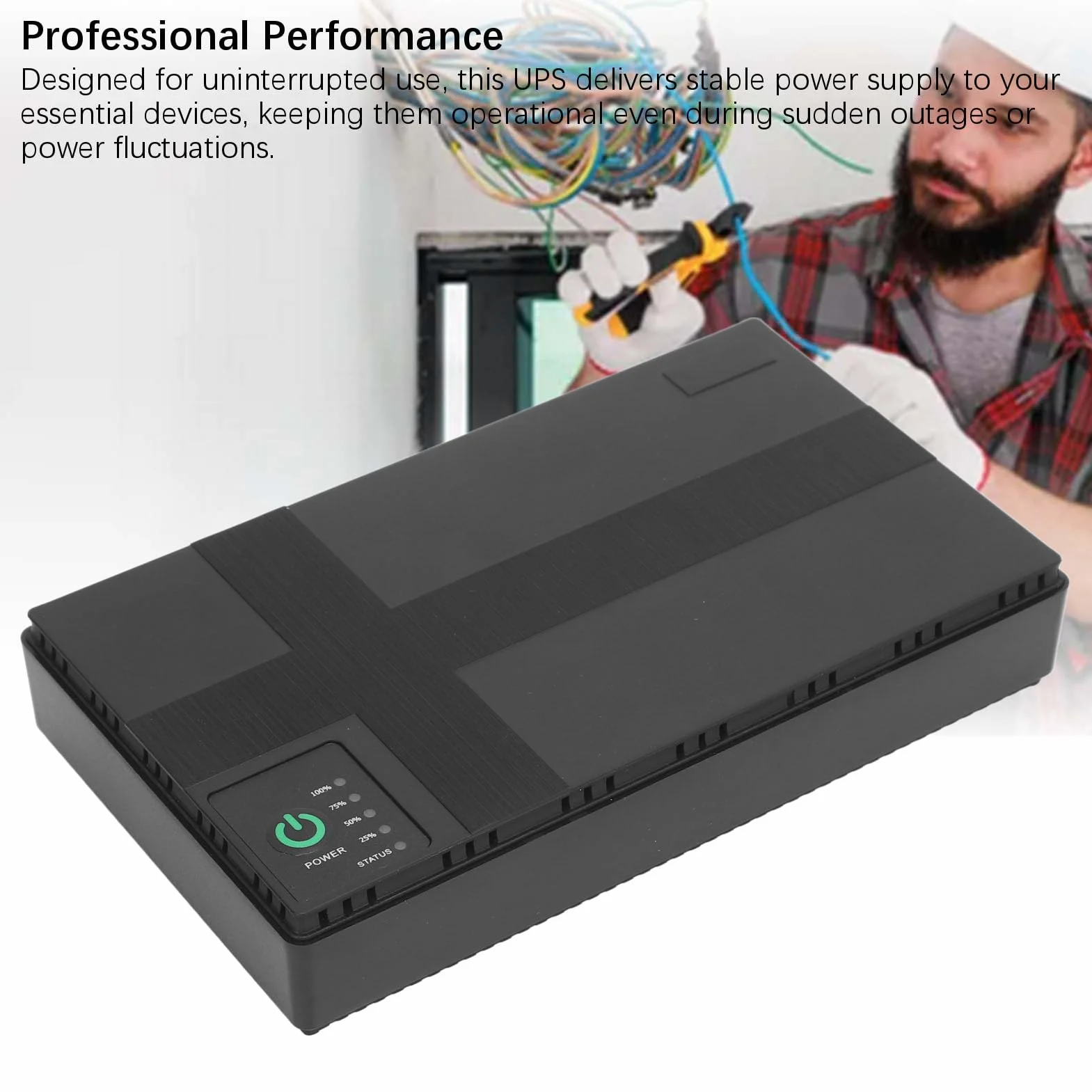 Kompaktowy UPS Battery Backup 20000 MAh Nieprzeprzepuszczalny Zasilacz dla Aparatu ROUTER MP3 MP4 Odtwarzacz o Uniwersalnej Kompatybilności dla Podróżników 1 Paczka (Wtyczka UE 100–240 V.)