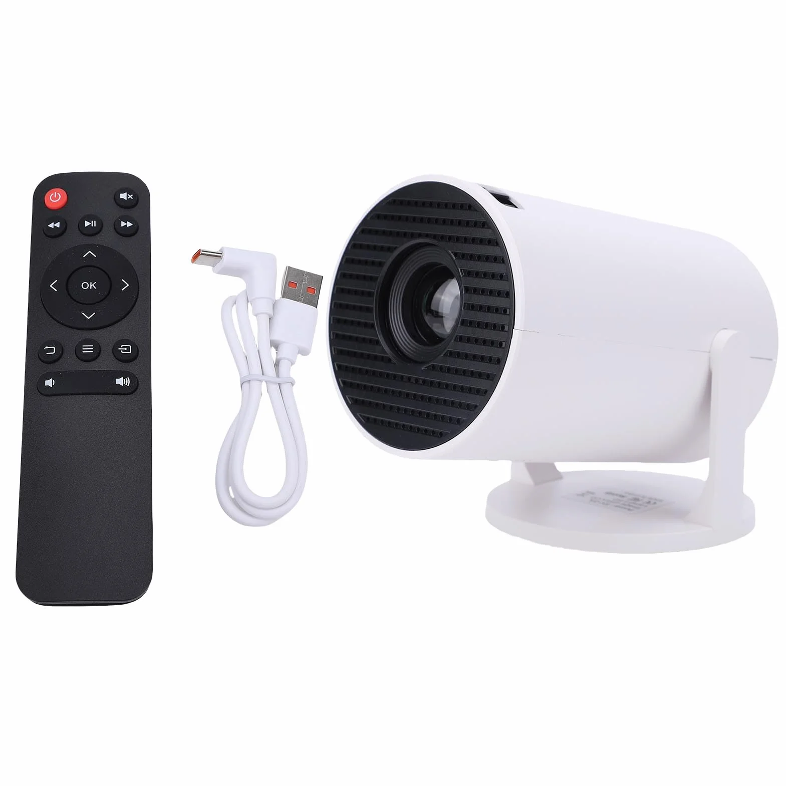 ASHATA Projektor z Wi-Fi i Bluetooth, Projektor o Niskim Poziomie Hałasu, Obrót o 240°, Elektryczna ostrość, Pionowa Korekcja Trapezowa, Wiele Portów, Mini Przenośny Projektor Wideo HD