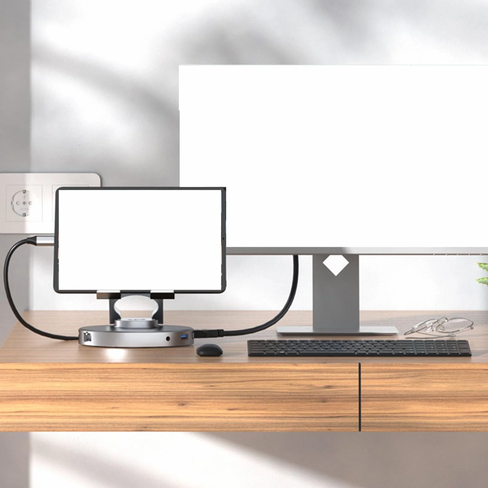 Stojak na stację dokująCą USB C, Regulowany Uchwyt na Tablet 10 W 1 z Czytnikiem Kart 4K 60 Hz Gigabit Ethernet 3,5 Mm Jack 100 W PD, Laptopy, Tablety, Konsole do Gier