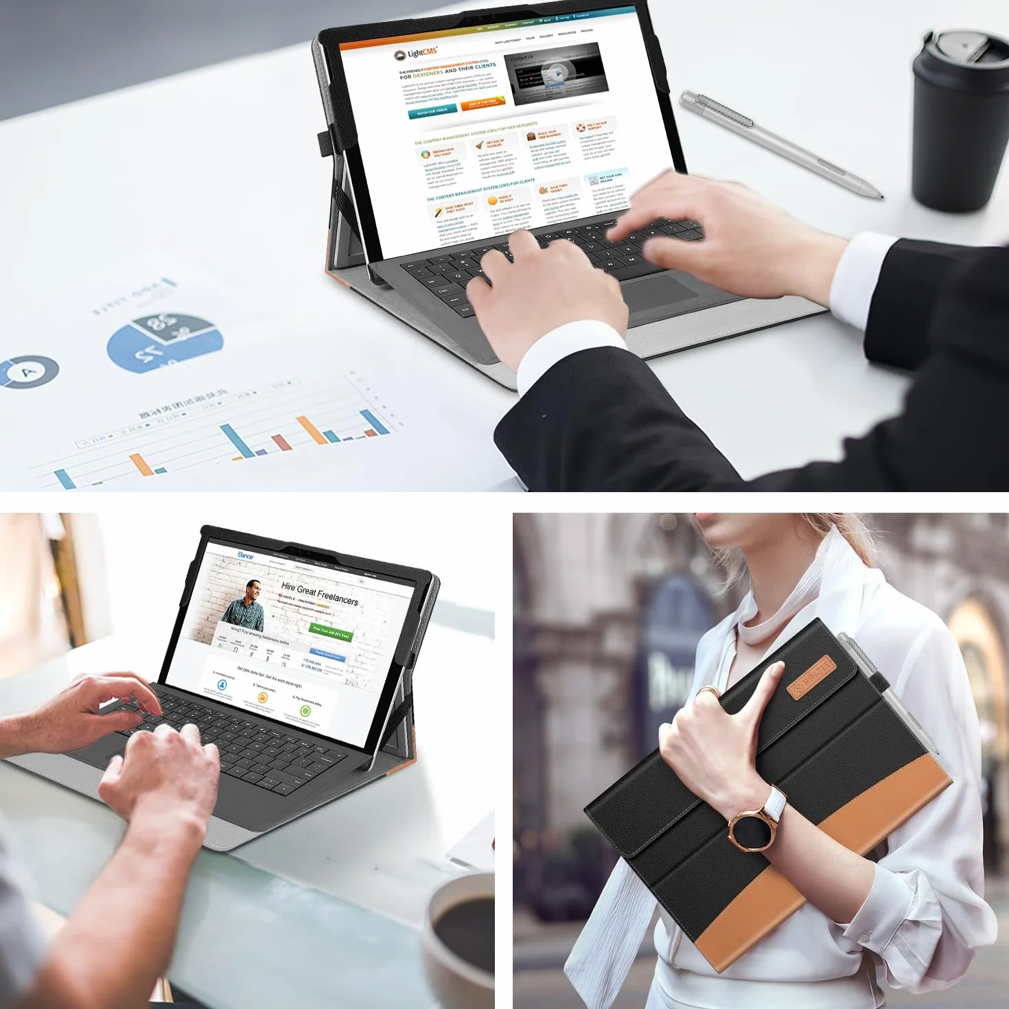 FINTIE Etui na Microsoft Surface Pro 7 / Pro 6 / Pro 5 / Pro 4 / Pro 3 - etui biznesowe z kieszenią, kompatybilne z klawiaturą typu (czarne)