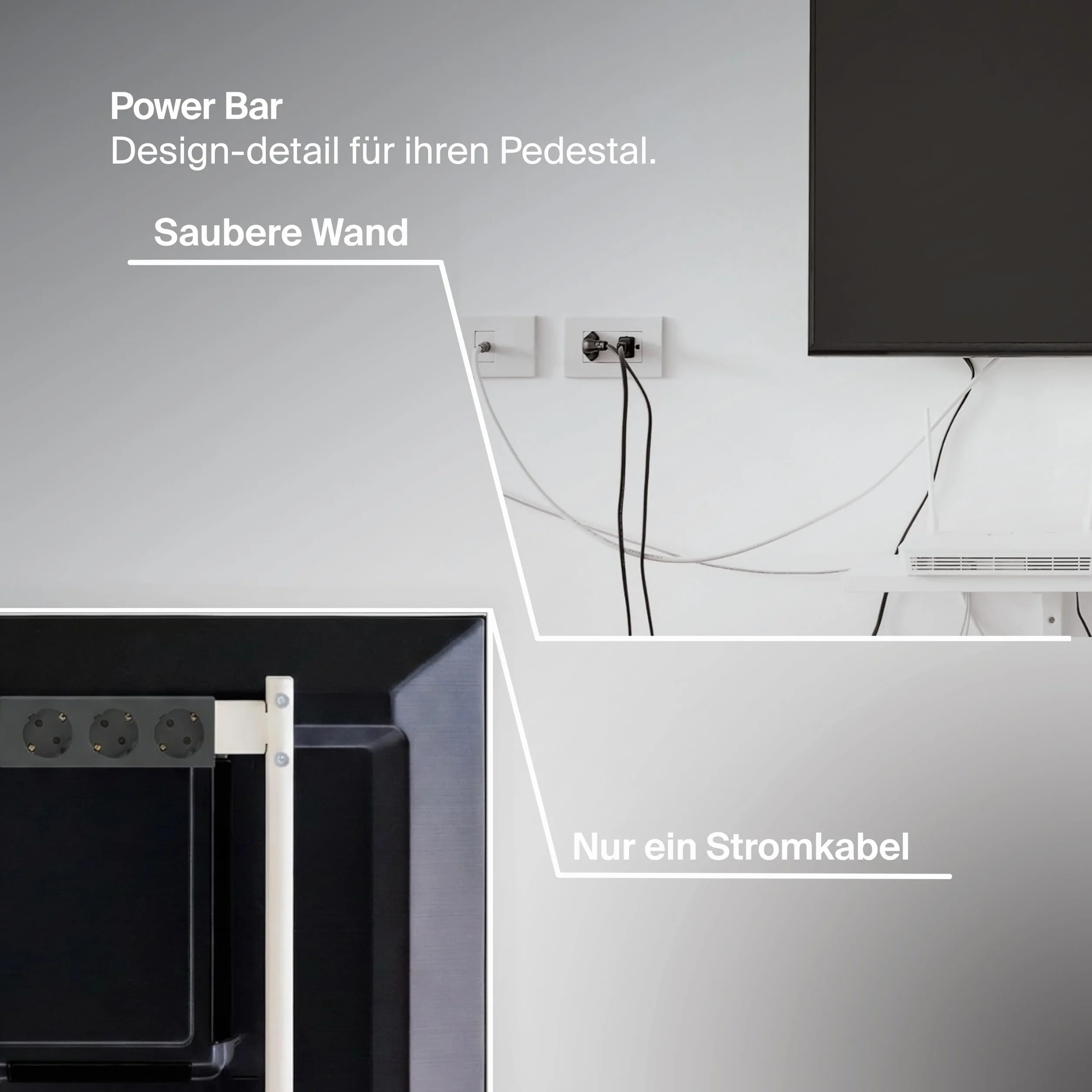 Pedestal Power Bar listwa zasilająca 2m z magnetyczną podstawą (czarna) - Praktyczna stylowa listwa zasilająca 3-gniazdowa magnetyczna - Magnetyczna listwa zasilająca 3-gniazdowa - Power Strip 3-Way