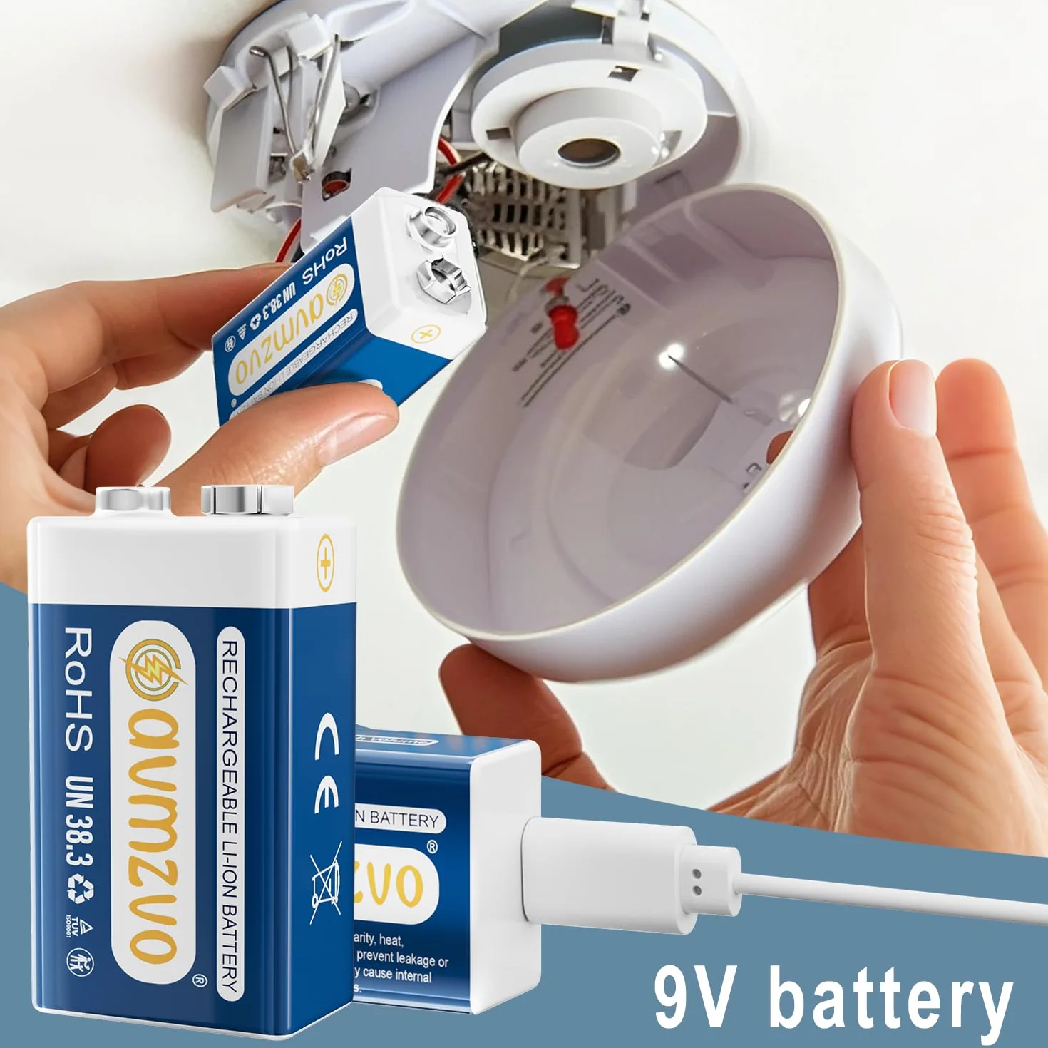 Akumulator 9V blokowy 1350 mAh 2 sztuki z ładowaniem USB C