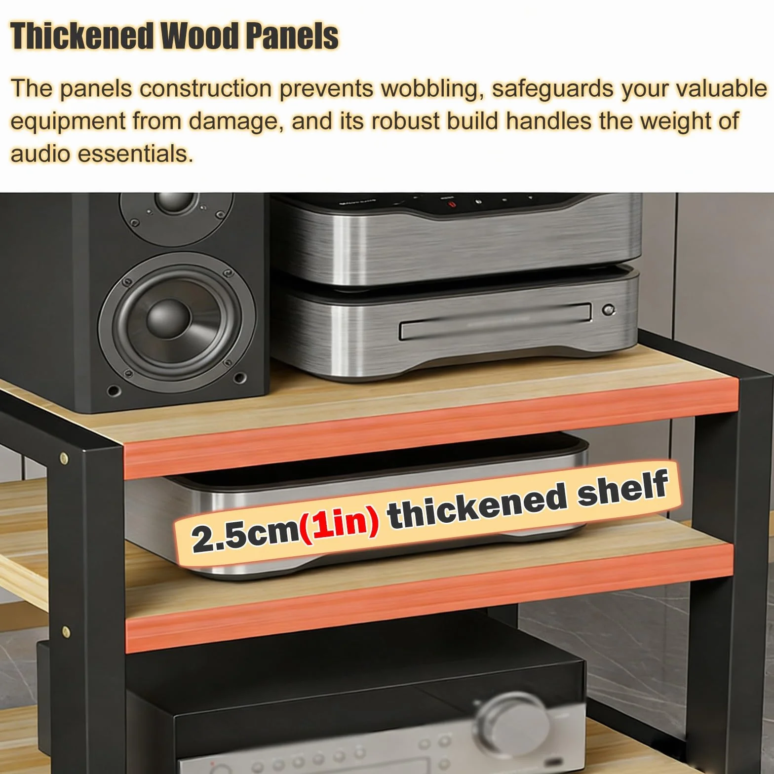 stojak audio hifi Stojaki na sprzęt Hifi, stolik pod telewizor, 4-poziomowa drewniana półka na biurko, szafka na stereo, szafka na głośniki, pionowe stojaki na konsole do gier(#1,W 45CM(17 7/10IN))