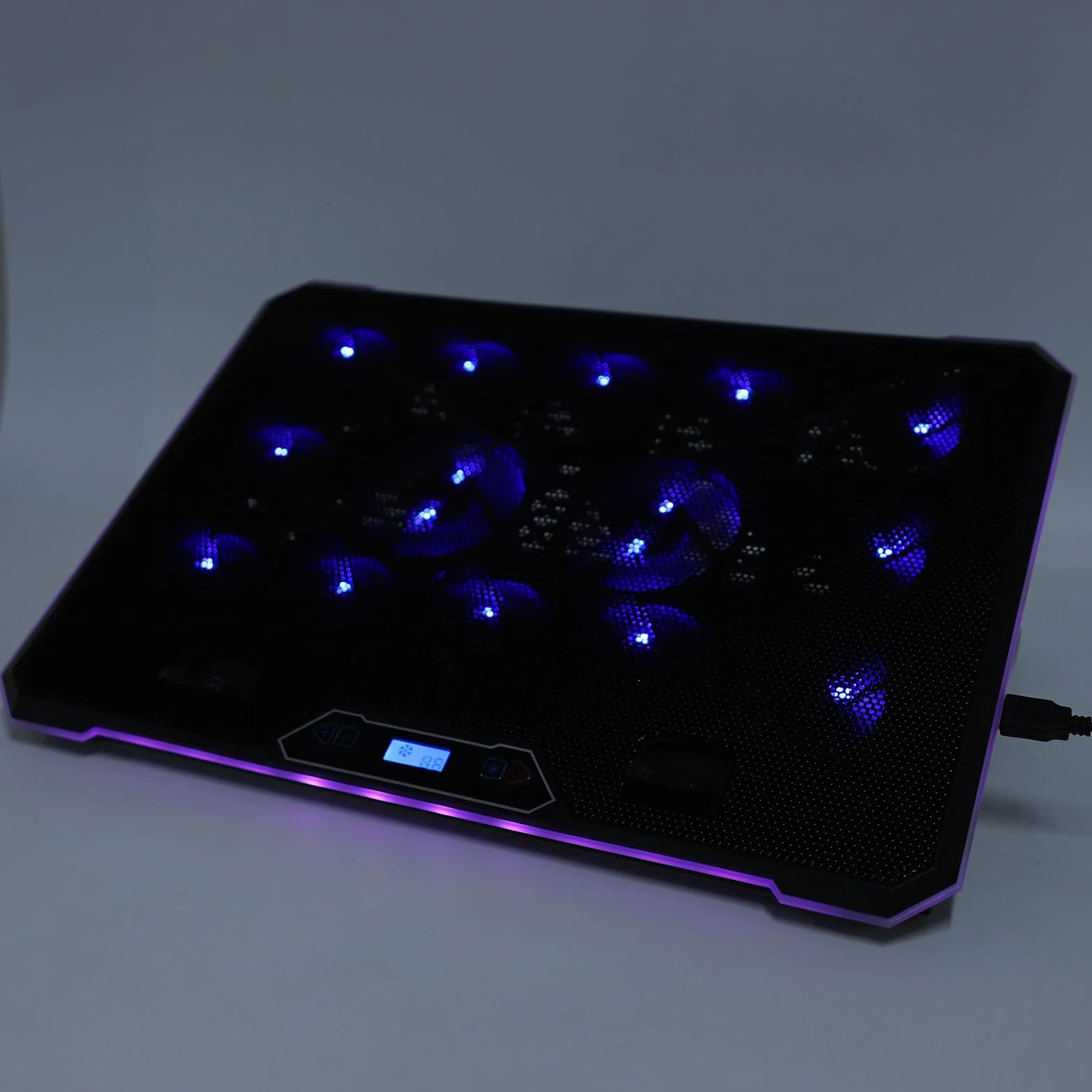 Jiawu Chłodnica do Laptopa do Gier z Oświetleniem RGB, Regulowana prędkość Wentylatora, Stop Aluminium dla Entuzjastów Gier (14 fanów)