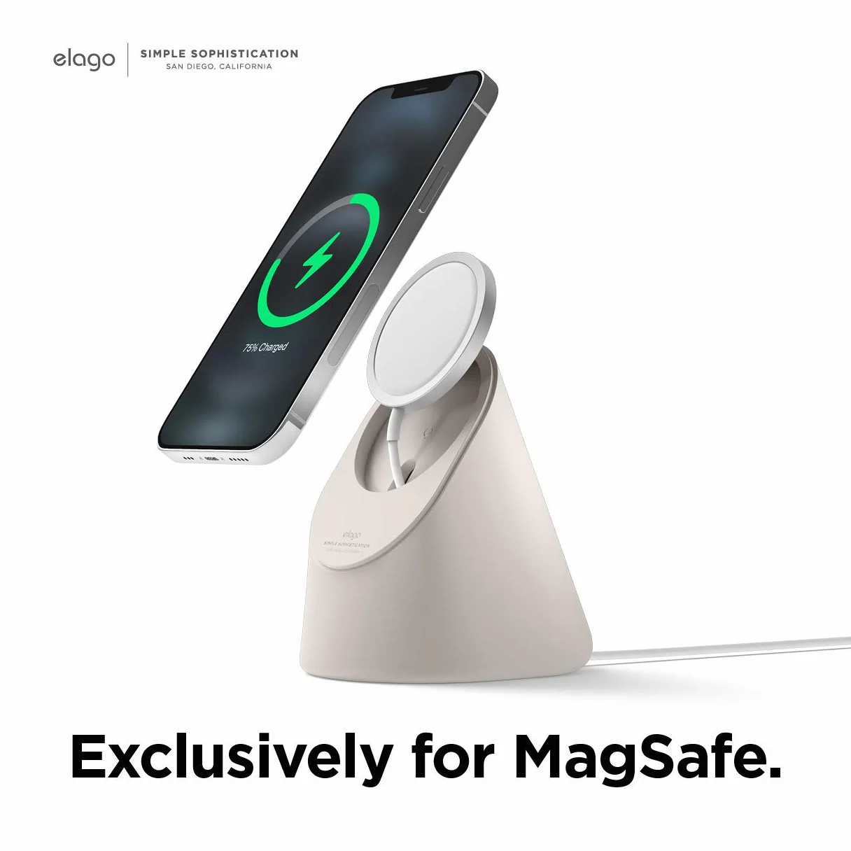 elago MS1 Stojak do ładowania kompatybilny z ładowarką MagSafe, silikonowy, klasy premium, do iPhone’a 17, 16, 15, 14, 13, 12, ładowarka nie jest dołączona