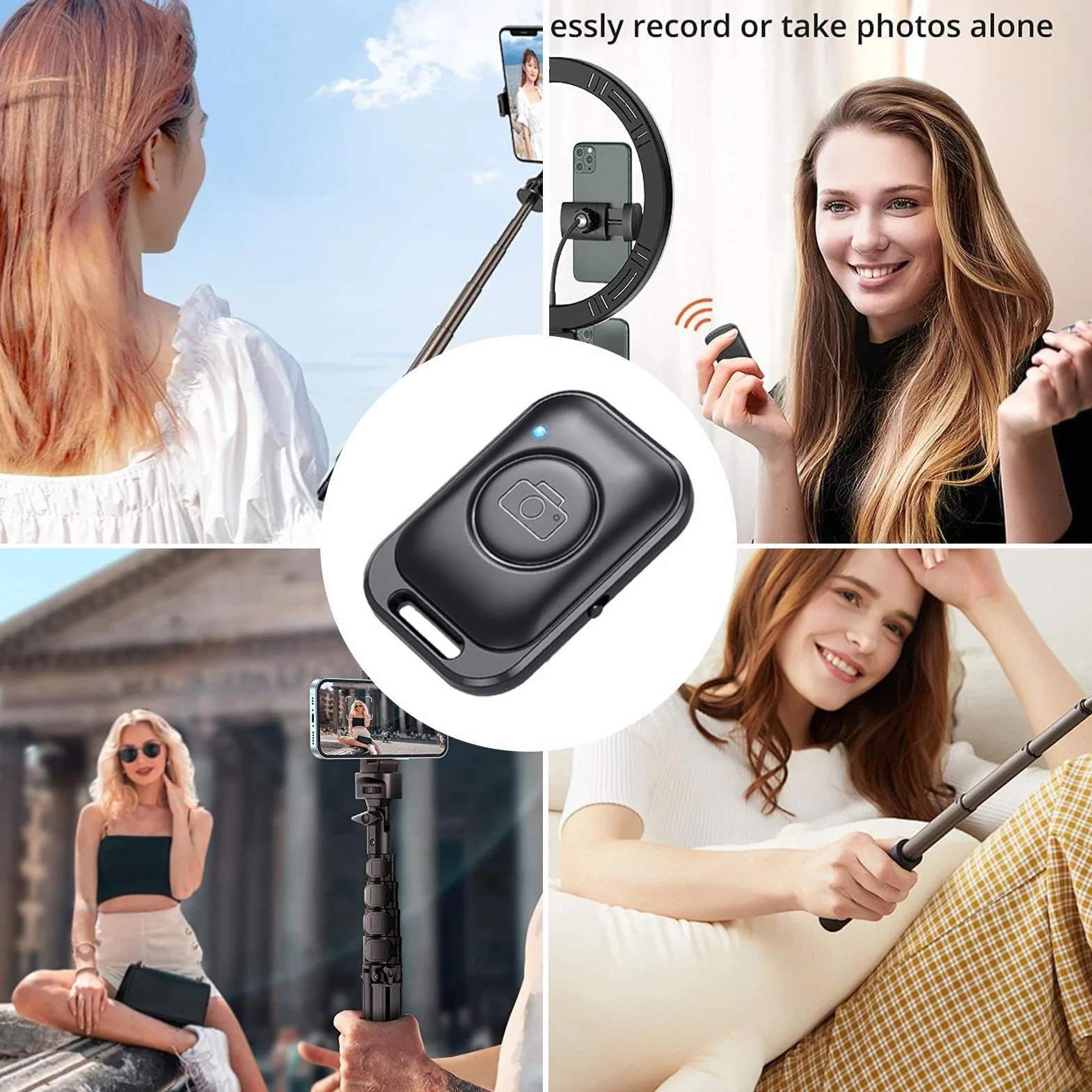 Bezprzewodowy pilot do aparatu, pilot zdalnego sterowania do telefonu, sterowanie kamer? w trybie ? ?nomówi?cym, sterowanie kamer? smartfona, przycisk selfie do telefonu, zdalna migawka Bluetooth do