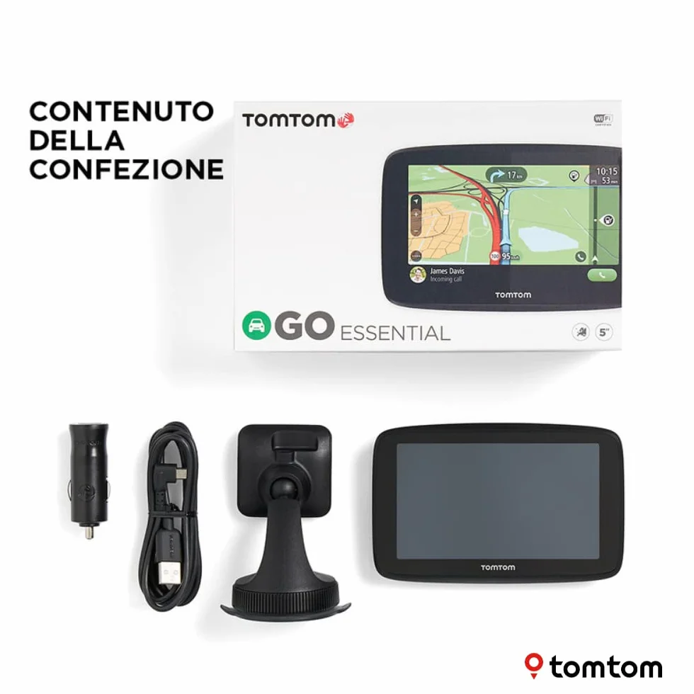 TomTom GO Essential urządzenie nawigacyjne - 5", ochrona przed korkami dzięki TomTom Traffic, aktualizacje map Europe, aktualizacje przez Wi-Fi (odnowione)