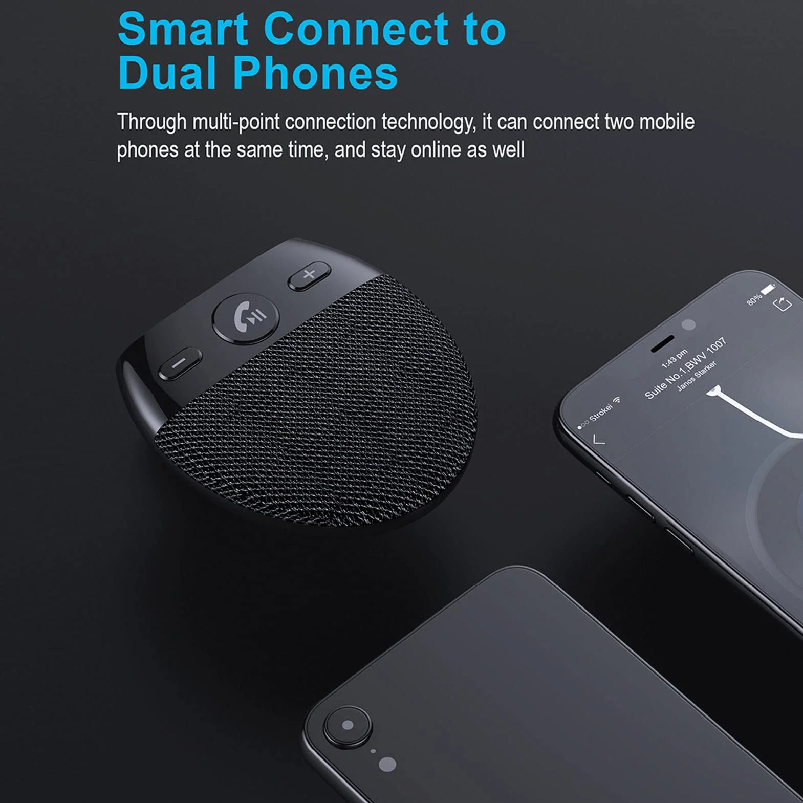Samochodowy Zestaw Głośnomówiący Bluetooth, Osłona Przeciwsłoneczna Samochodu Bluetooth 5.0, Dźwięk Zwiastowania, Mikrofon Dookólny Mini Głośnik.