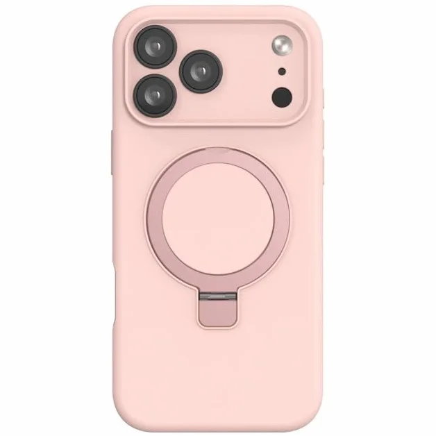 Etui na iPhone 17 Pro (kolor: jasnoróżowy) gruby silikonowy pierścień stojak magnetyczny tył etui