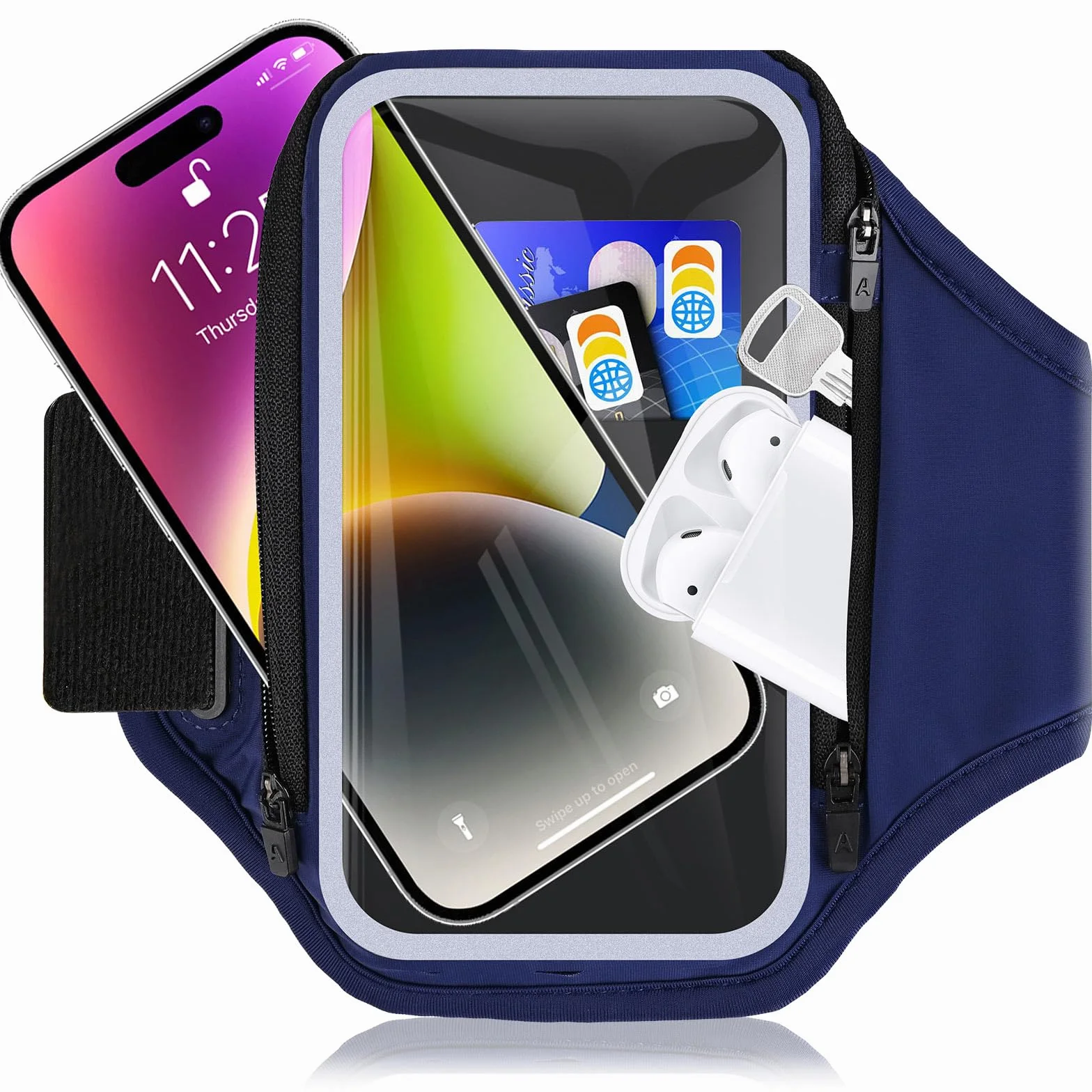 Sportowa bransoletka na telefon komórkowy, poręczna torba na słuchawki, 6,9 cala, etui na ramię do iPhone 16 15 14 13 12 Pro Max Galaxy S20-S24 z kieszenią na klucze na słuchawki do joggingu