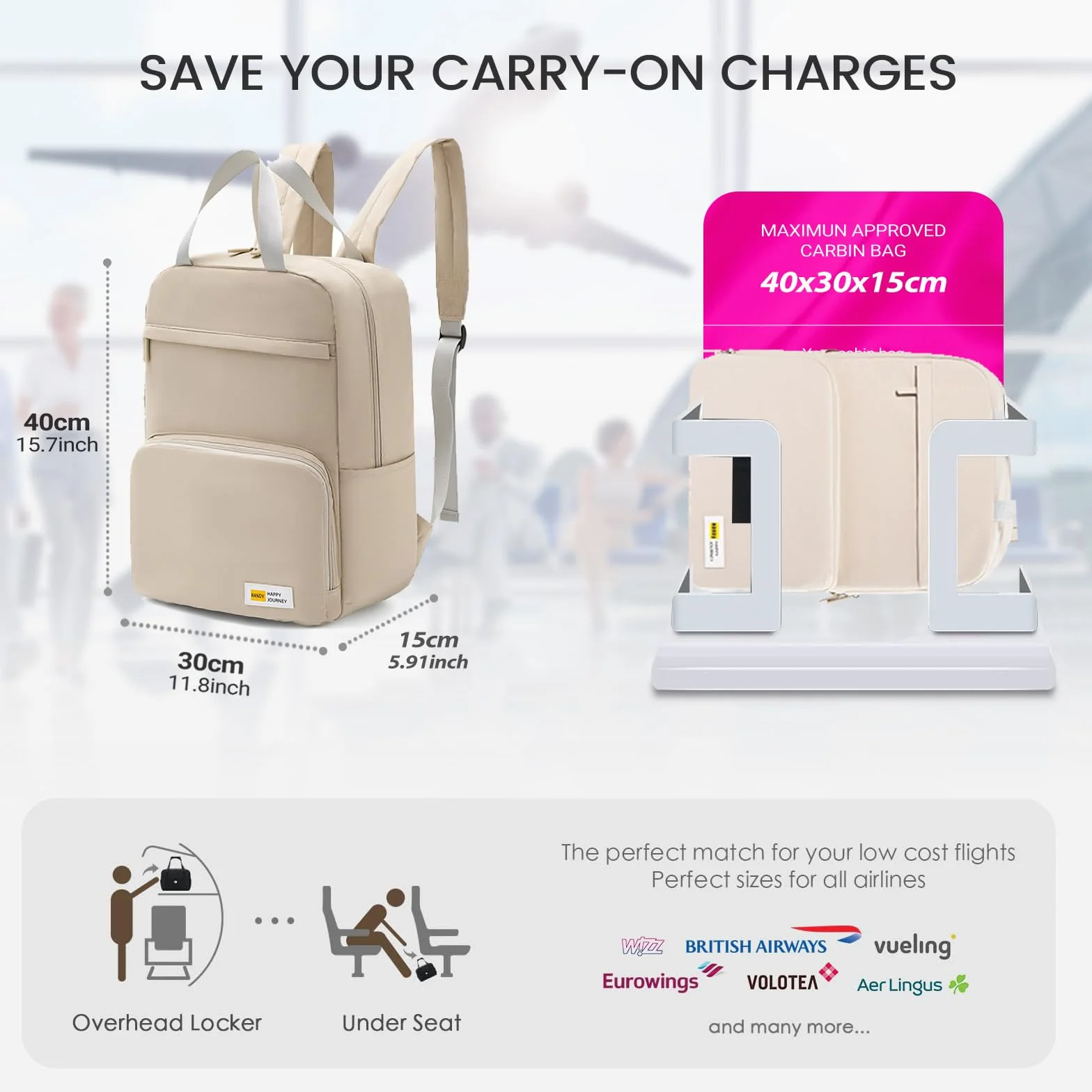 Ultralekki składany plecak podróżny Wizzair bagaż podręczny 40 x 30 x 15 cm samolot torba podróżna pod siedzeniem, mały plecak