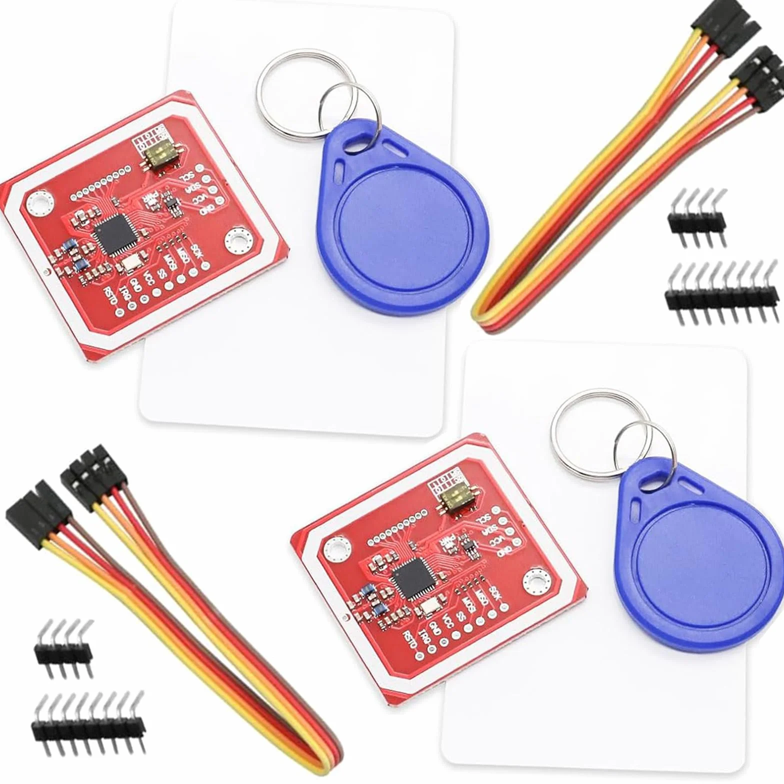 GERUI Zestaw 2 PN532 NFC RFID V3 I2C SPI HSU, zestaw komunikacyjny I2C Near Area Communication with S50 White Card, karta kluczowa kompatybilna z Arduino