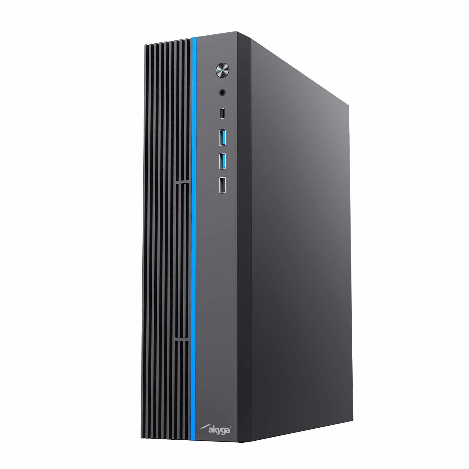 Akyga Obudowa Komputerowa SFF AK-302-01BL do Media Center Mini PC Micro ATX Mini ITX, USB-C + 2X USB 3.0 + USB 2.0, CTIA, Kensington, czarna, bez PSU