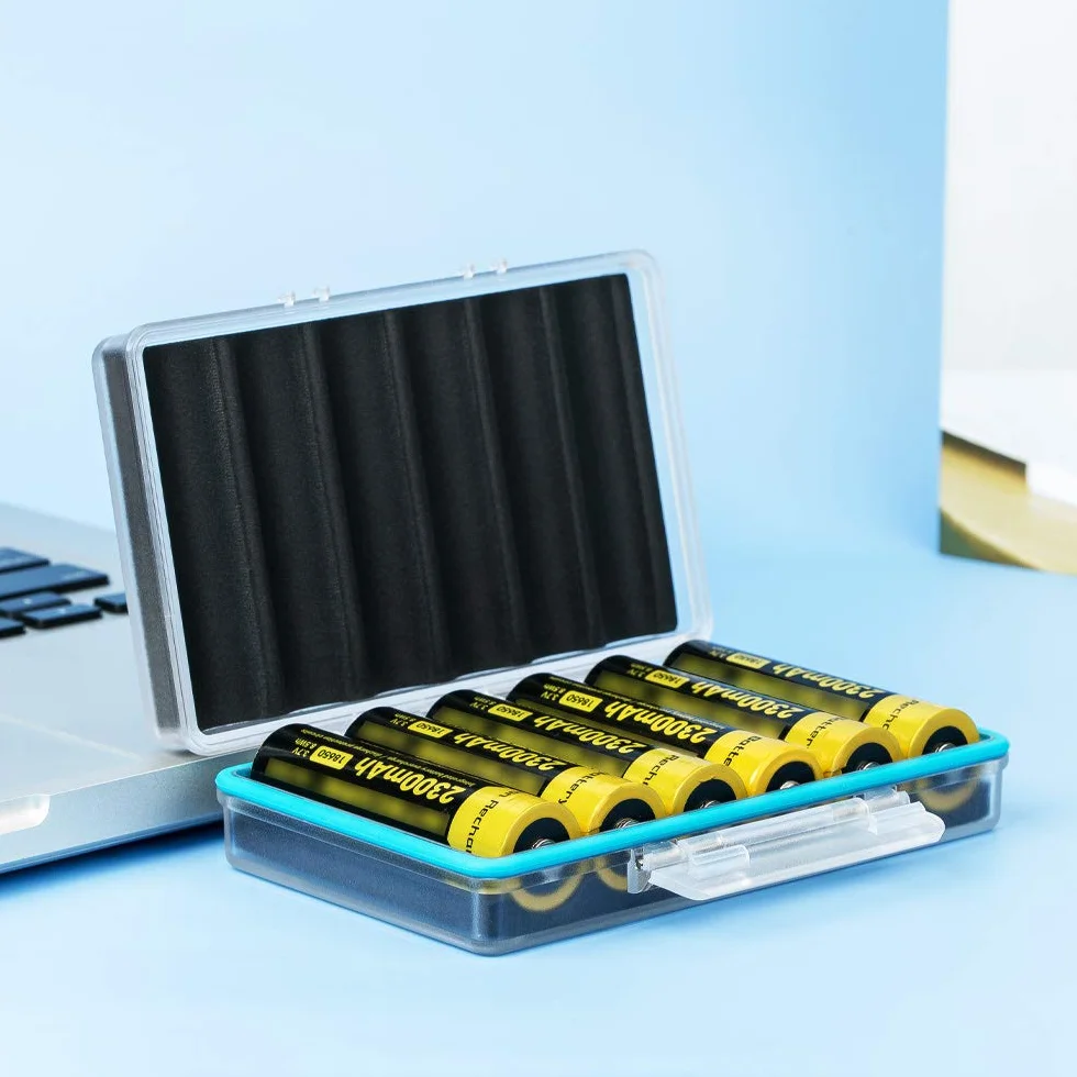 JJC 18650 Etui na Baterie Etui na Baterie na 6 Sztuk Baterii 18650 i Wszystkich Baterii Podobnego Rozmiaru, Etui do Przenoszenia Baterii Organizer