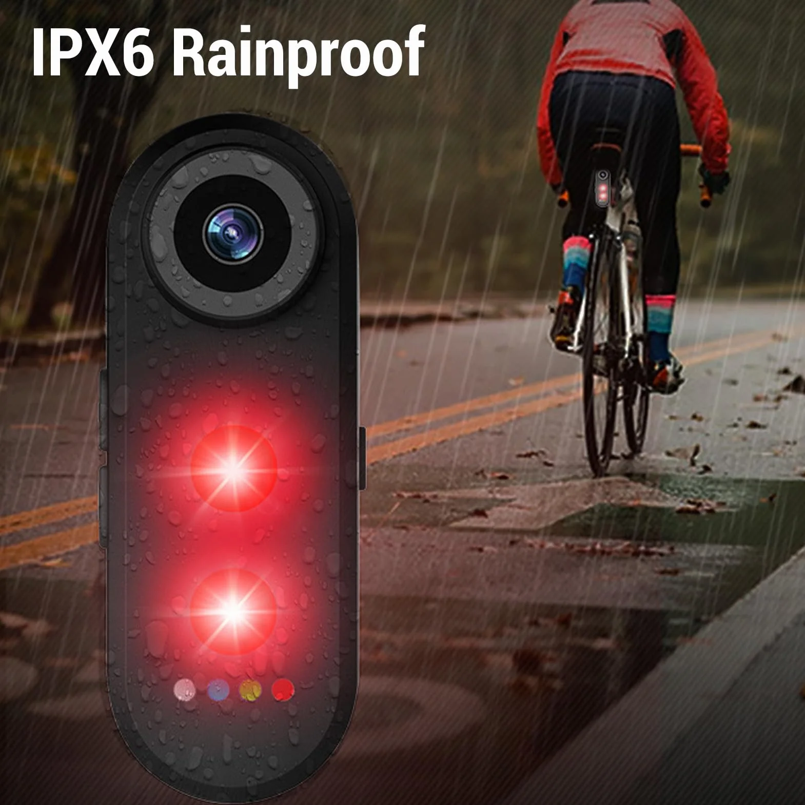ASHATA Kamera Rowerowa z światłem Wykrywania, Kamera Tylna Wideo 4K HD, szerokość 140 ° Kąt IPX6 Wodna Aplikacja Kontrola Aplikacji, 5000 MAh, do Jazdy na Rowerze na świeżym Powietrzu (64G)