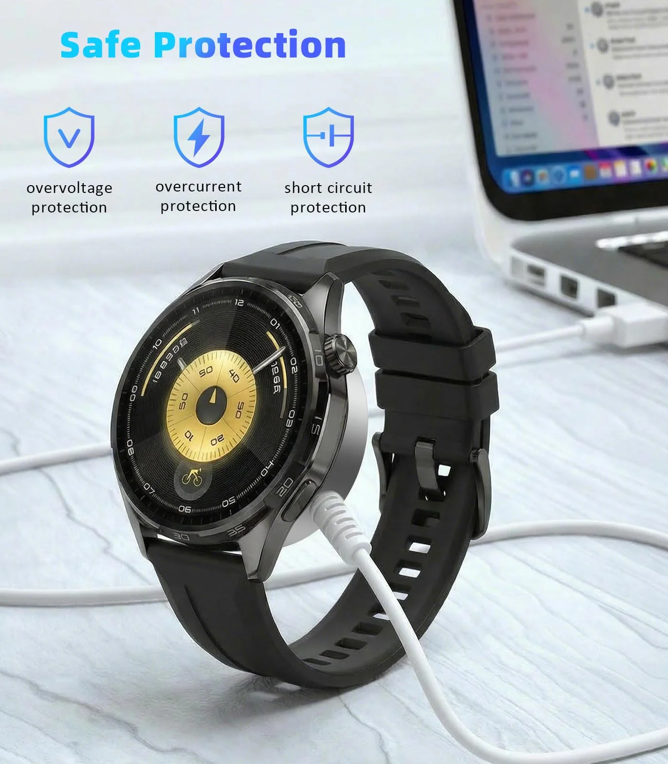 MoKo Magnetic Charger Compatible with Huawei Watch GT6/5/4/3/2 Pro/Watch 5/4/3/Fit 4/Ultimate/D2 - Standard & Pro Models, Aluminum Alloy Charger Dock with a 100 cm Charging Cable, White