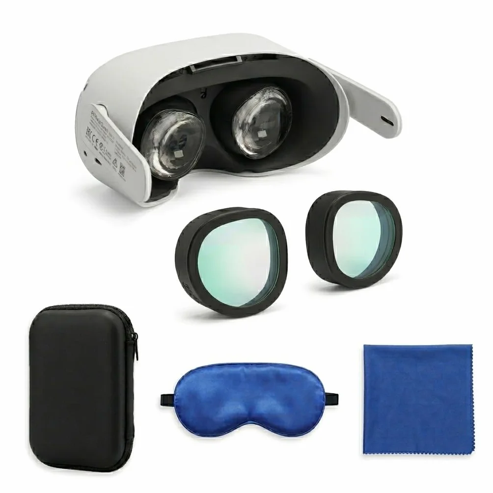 Okulary VR z niebieskim światłem, osłona obiektywu, kompatybilne z akcesoriami Quest 2, merryhome Design, podkładka dystansowa do okularów, wymiana soczewek, antyodblaskowa, przeciwpyłowa, łatwa w