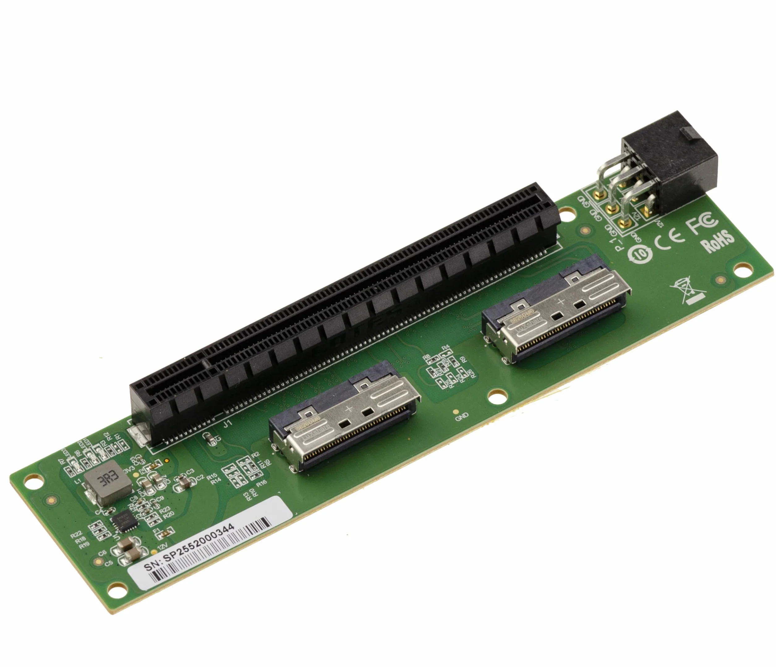 KALEA-INFORMATIQUE Karta 2-portowa MCIO 8i do PCIe Gen 5.0 x8 lub x16 do przeniesienia jednego portu PCI Express, złącza MCIO równoległe do gniazda PCIe