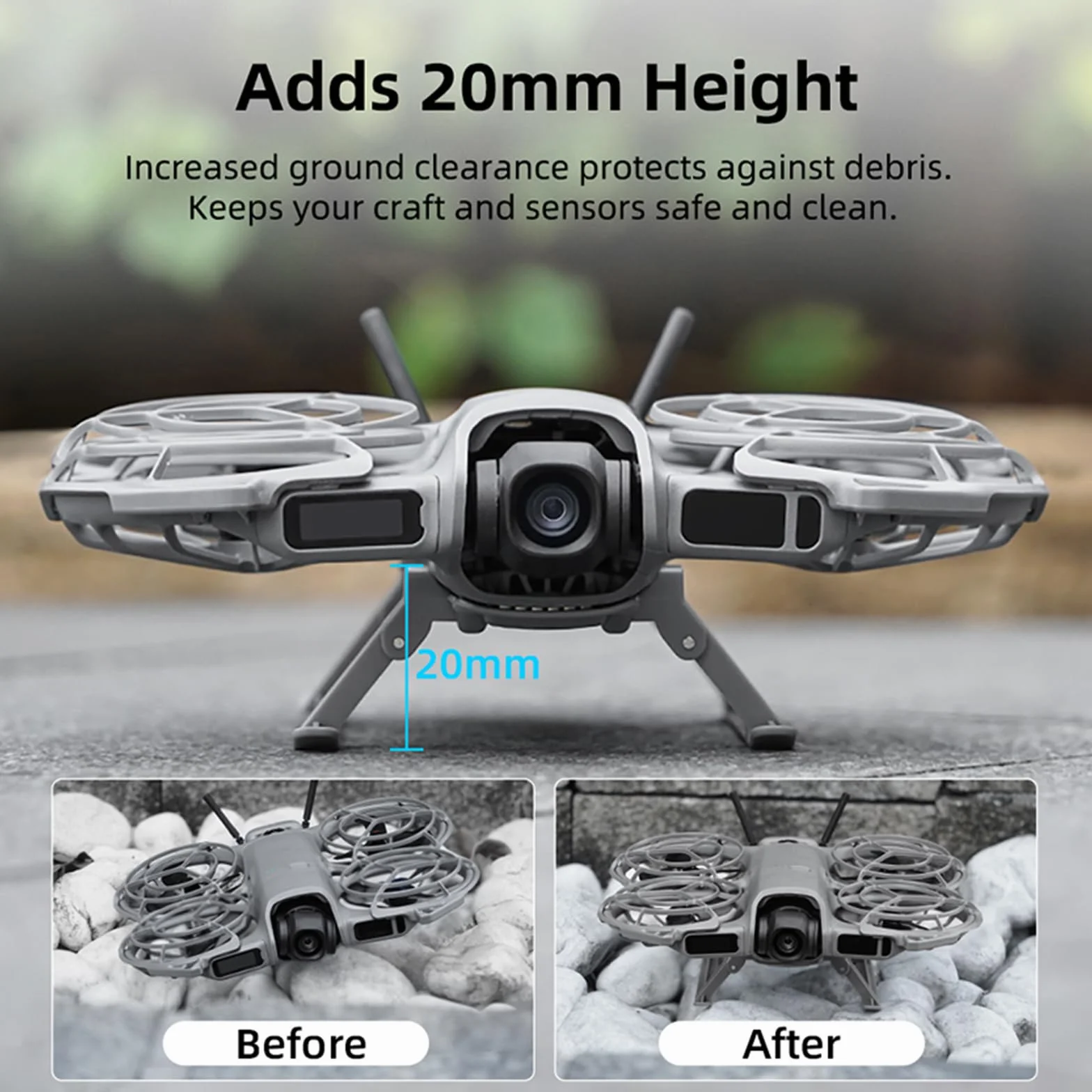 Podwozie saneczkowe do DJI NEO 2 akcesoria do drona, składane nogi do lądowania, zestaw przedłużający do drona DJI Neo 2, 20 mm, stojak zwiększający wysokość