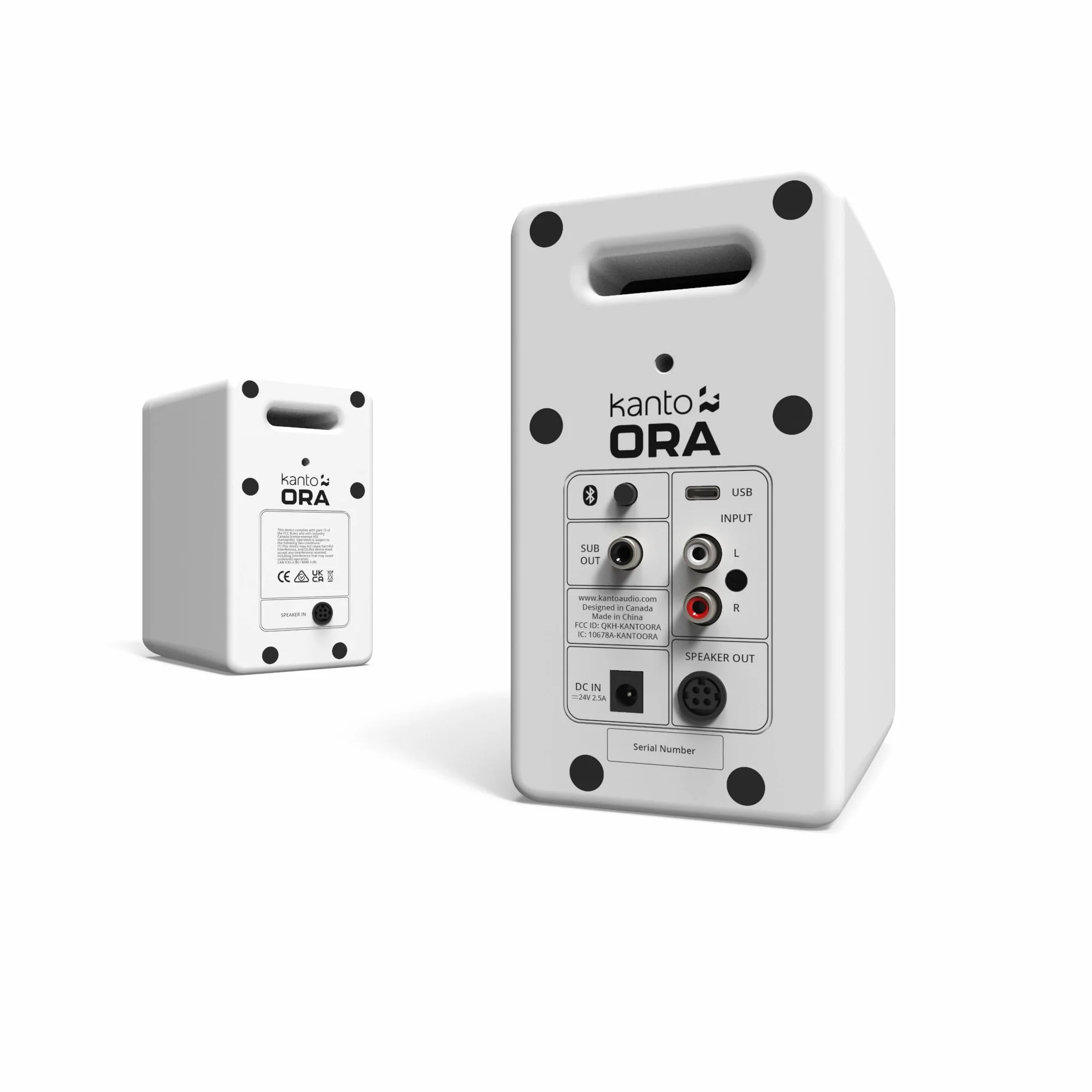 Kanto ORA 100W Powered Bi-amp Reference Desktop Computer Speakers w/Bluetooth 5.0 & USB-C | 100 Hz Crossover | Reference Quality Sound | Pair | White