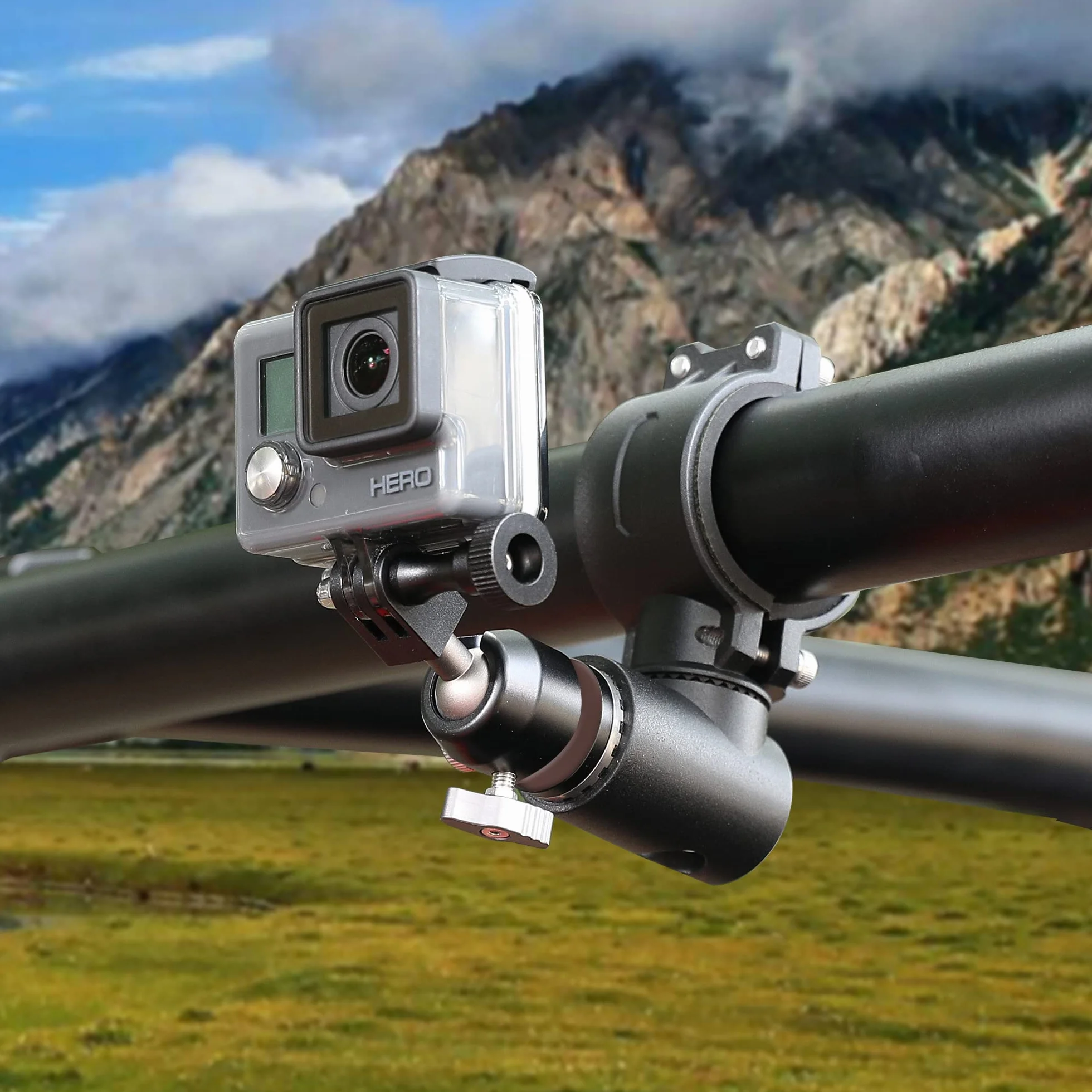 Uchwyt na kamerę UTV ATV kompatybilny z GoPro do rolki 1,7-2", aluminiowy uchwyt na kamerę obrotową o 360° do wszystkich modeli GoPro, takich jak Hero 9, 8,7,5 4, GoPro Max, Insta360 itp