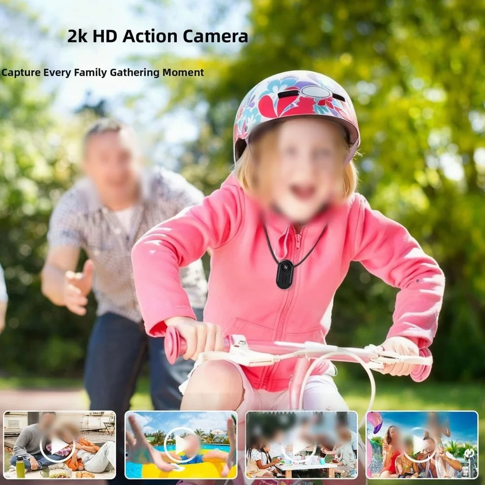 Przenośna kamera sportowa 1080p z ekranem i wszechstronnym akcesorium do motocykli i przygód na świeżym powietrzu, czarna (czarna)