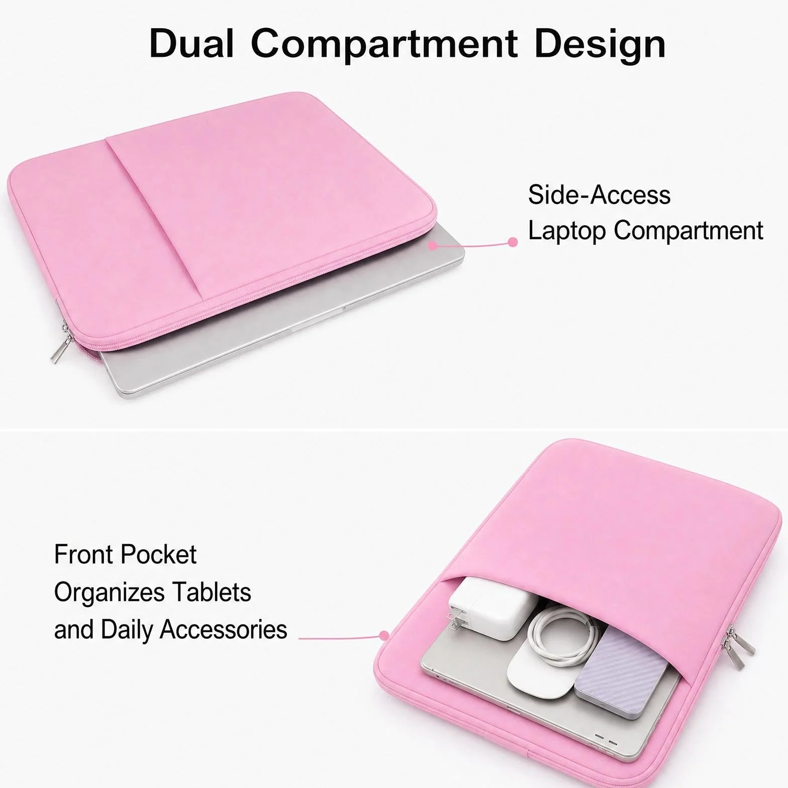 Etui na laptopa 13", wyściełane etui na laptopa z zamkiem błyskawicznym, torba na akcesoria, kompatybilne z MacBook Pro 14", M4, M3, M2, M1, MacBook Air M4 M3 M2 2025-2022