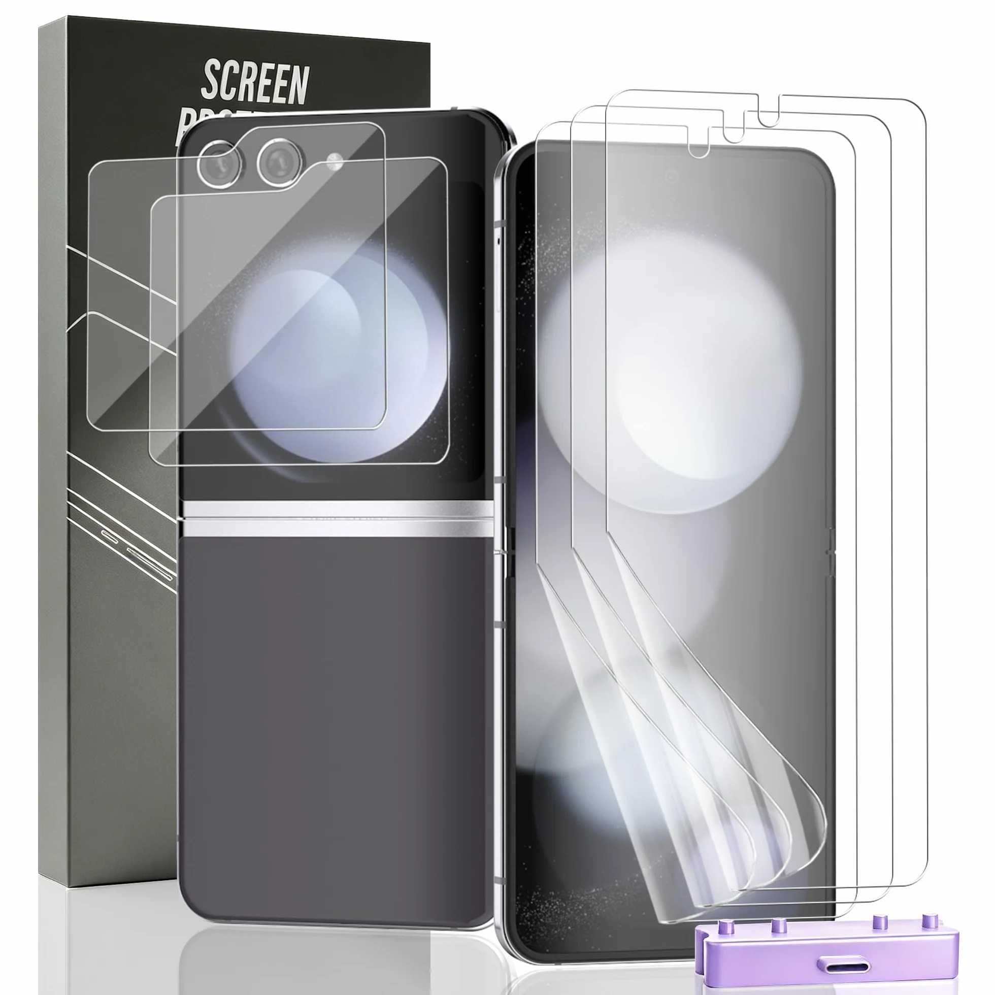 Folia ochronna na ekran Samsung Galaxy Z Flip 5, elastyczna folia TPU z 2 szt. folii ochronnych na wyświetlacz, łatwa instalacja, samonaprawiająca się, przezroczysta osłona ekranu HD (nie