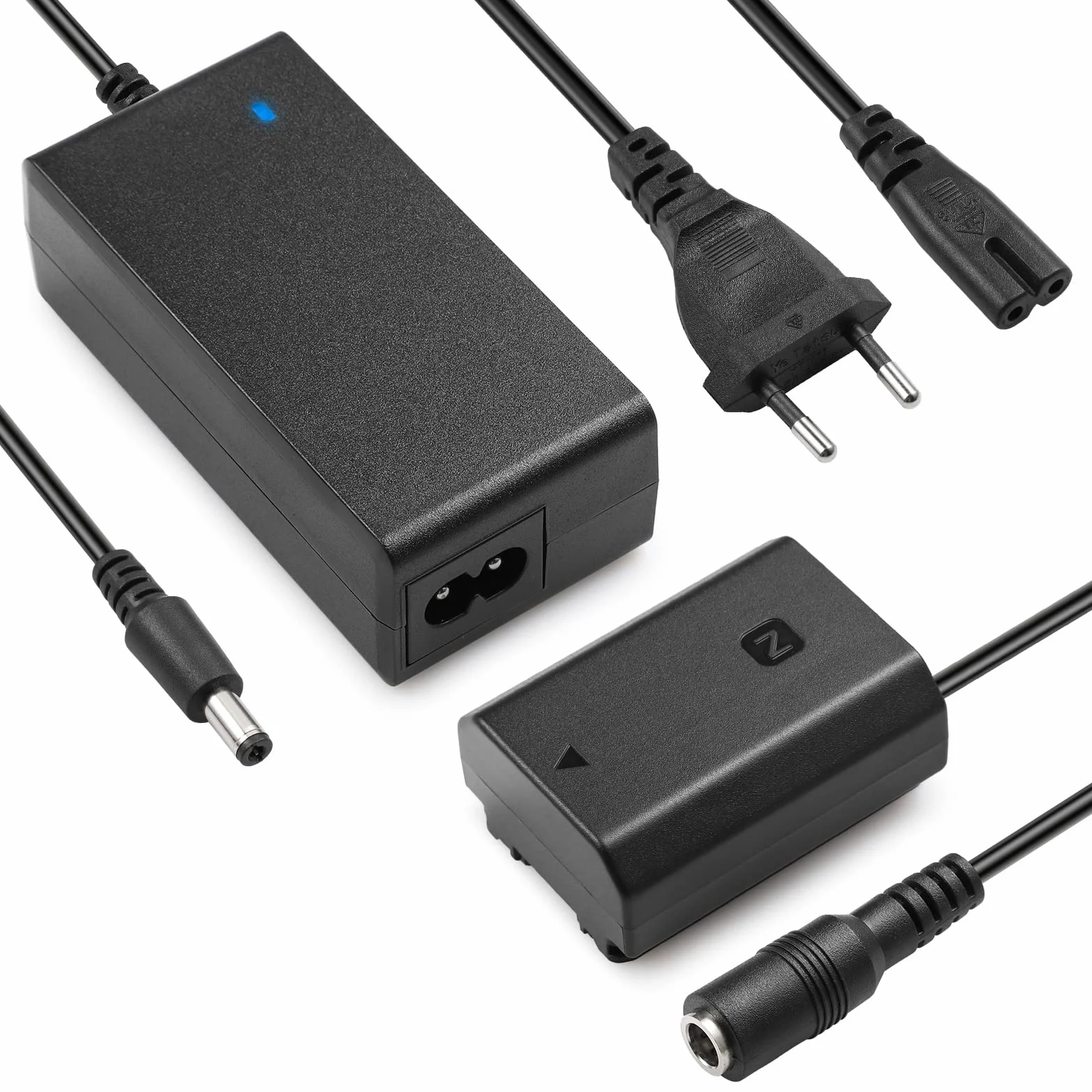 ENEGON NP-FZ100 Dummy Battery AC-FZ100 DC Coupler Adapter Kit kompatybilny z Sony A6600, A7C, A7III, A7RIII, A7RIV, A9, A9R, A9S, Alpha 9, Alpha 9R, Alpha 9R, Alpha 9S, Alpha 9S, kamera cyfrowa