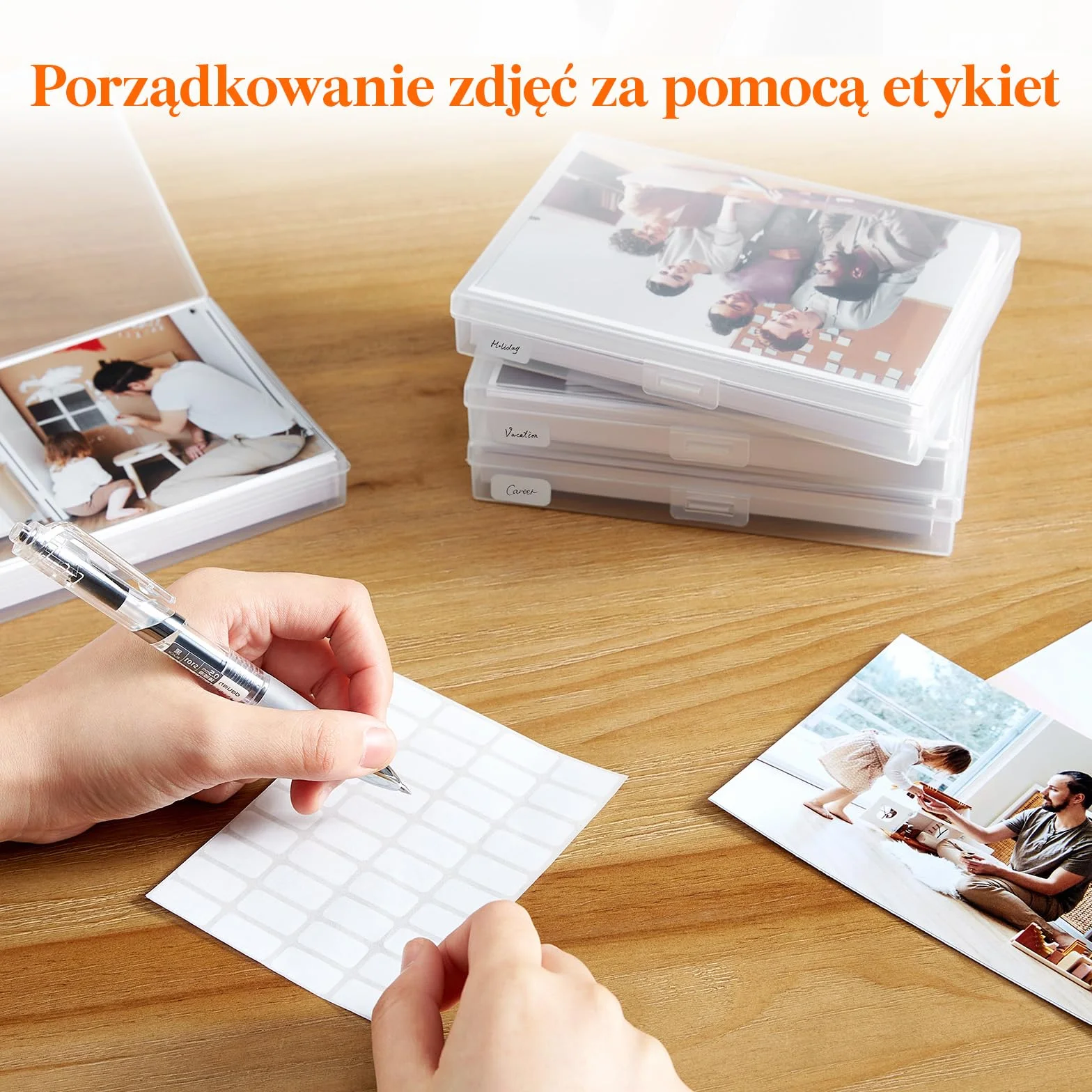 Lifewit Pudełko na Zdjęcia 35 x 19 cm, Organizer Zdjęcia z 14 Przegrodami na 10x15cm 4R, Pojemnik do Przechowywania Zdjęć, Plastikowe Pudełko z Arkuszem Etykiet