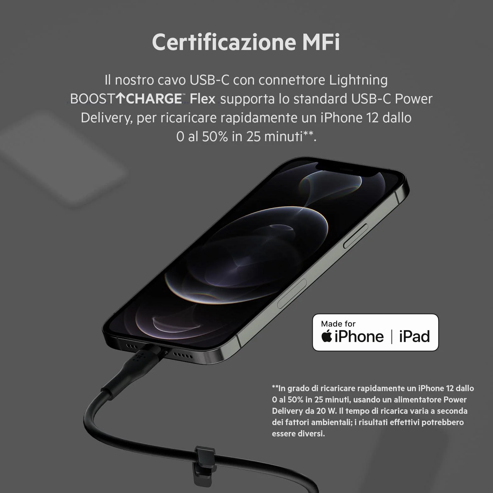 Belkin BoostCharge Flex silikonowy kabel USB typu C na Lightning (3 m), certyfikat MFi, szybkie ładowanie, zasilanie PD 20 W, do iPhone'a 14/14 Plus, 13, 12, Pro, Max, Mini, SE, iPada i innych, czarny