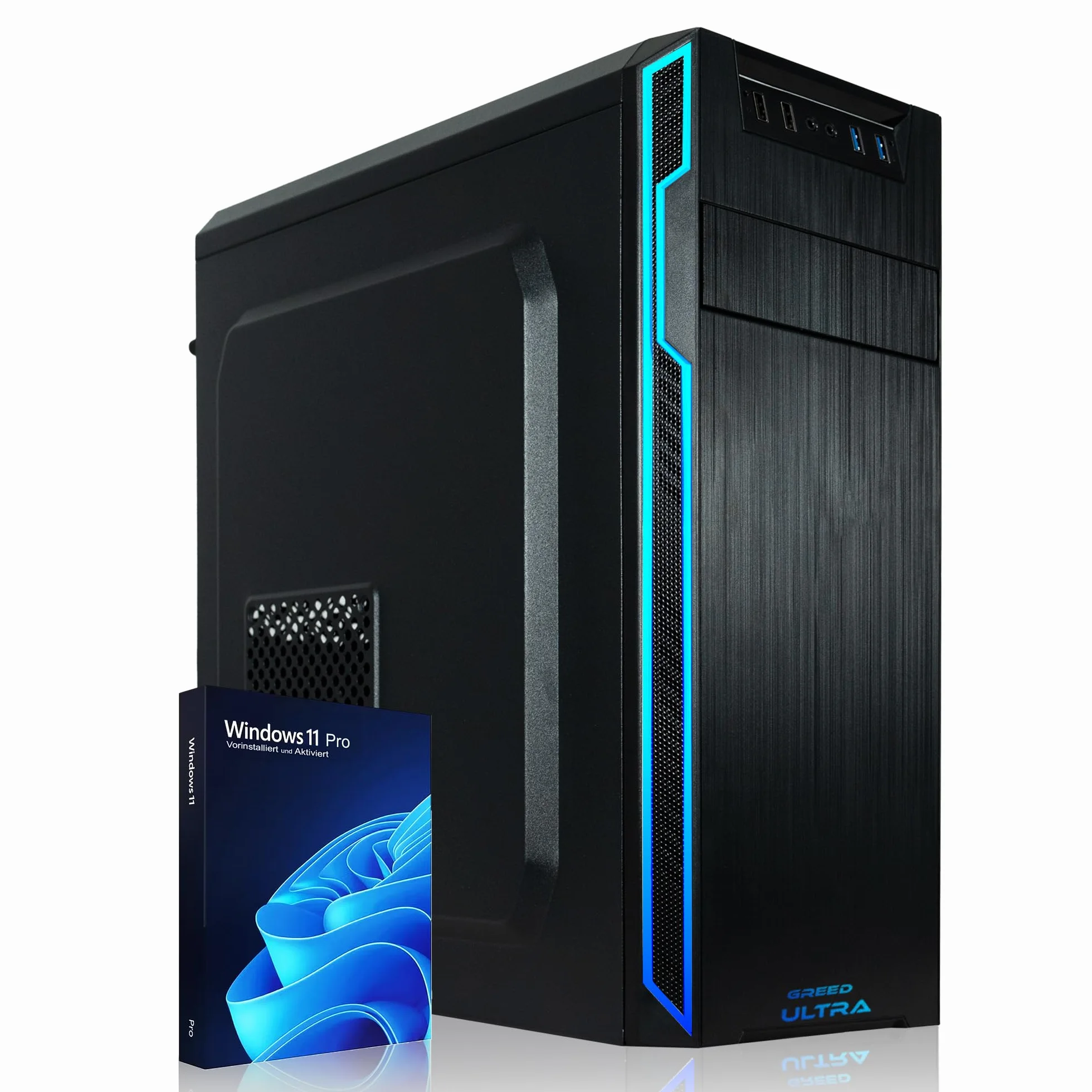 GREED® Intel Core i7 6700 Ultra PC komputer stacjonarny do domu i biura, szybki Desktop 4,0 GHz - 16 GB RAM - 1 TB SSD + 1 TB HDD - DVD+RW - USB3.0 - WLAN - w zestawie z systemem Windows 11 Pro