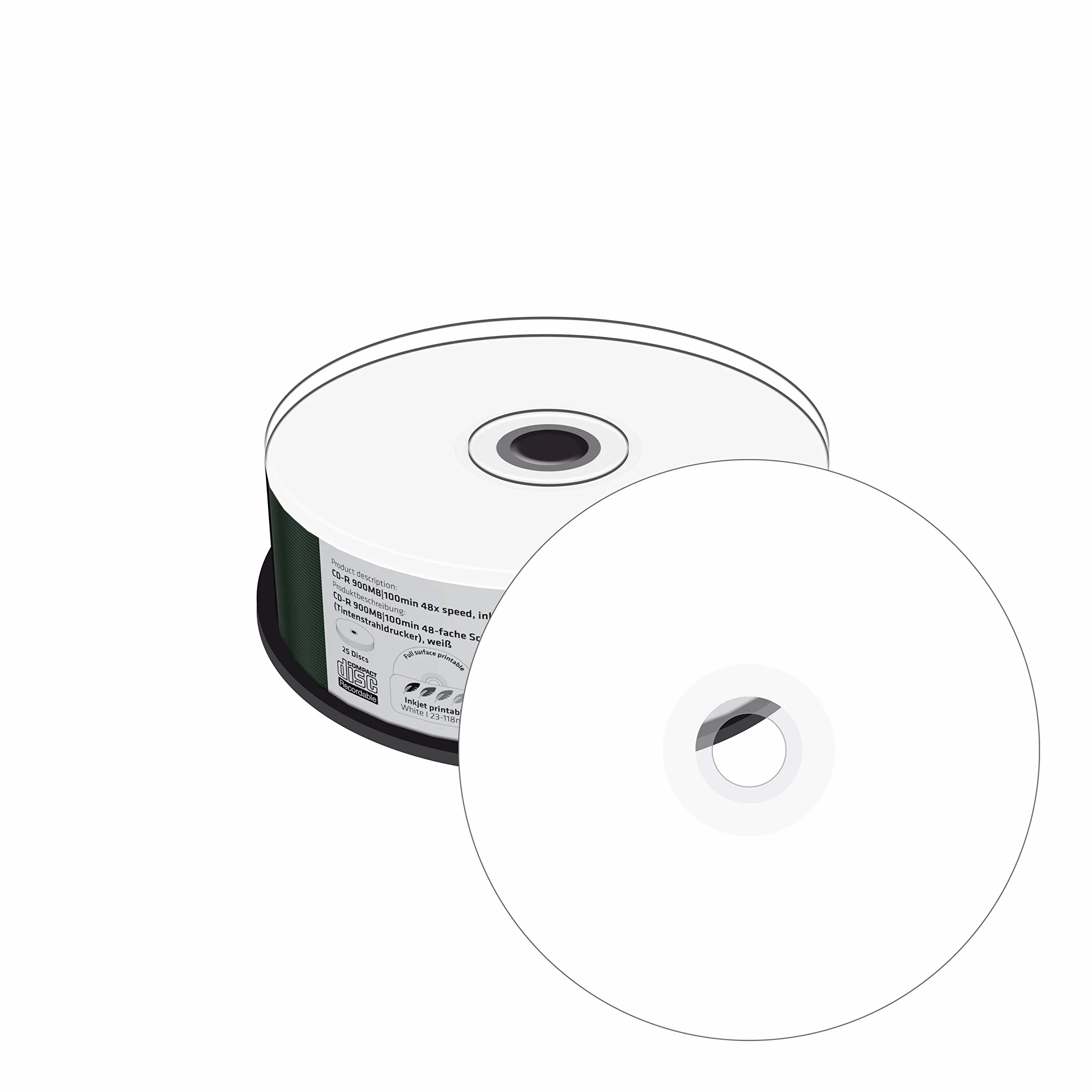 MediaRange CD-R 900MB 100min 48x Speed Inkjet Printable Cake 25 MR243