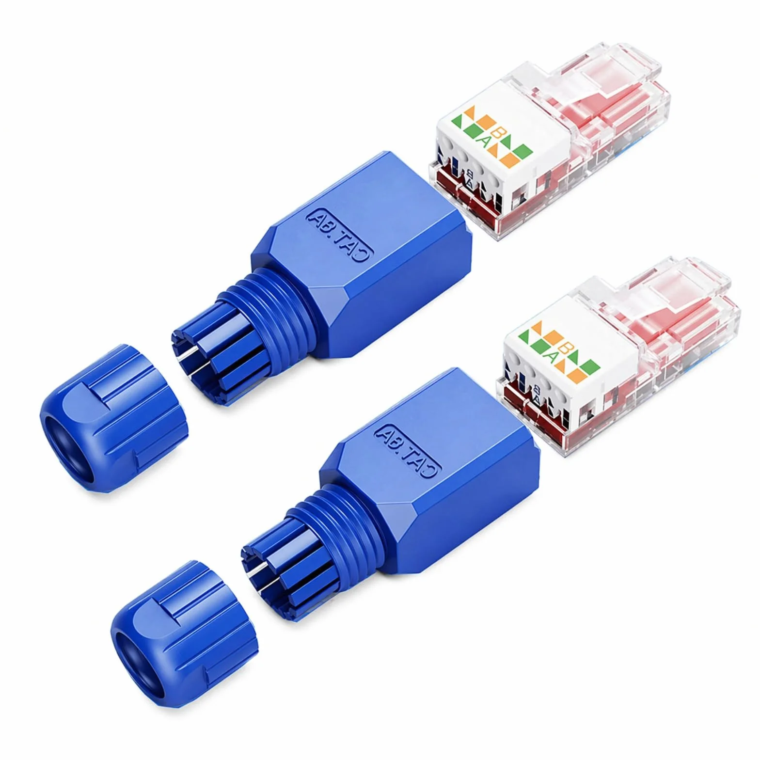 Powice Cat7 RJ45 wtyczka beznarzędziowa, niebieska, 2 sztuki